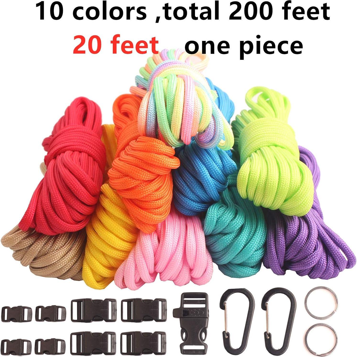 Kit Paracord GeGeDa 550 - 20 Pies, 5 Hebillas, Multiusos