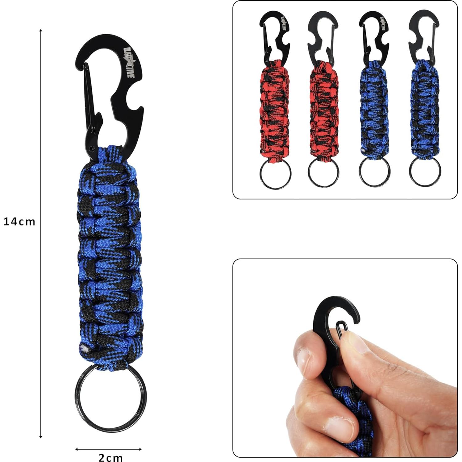 Llave de Paracord con Mosquetón - 2 Piezas para Camping