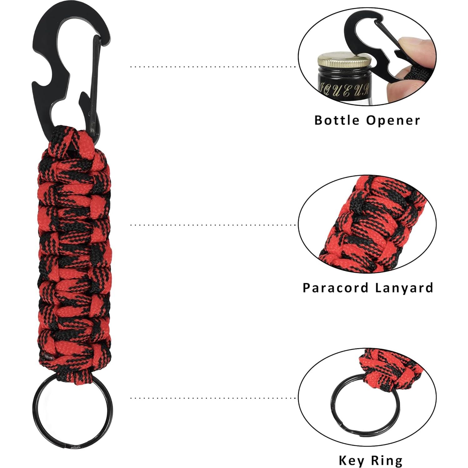 Llave de Paracord con Mosquetón - 2 Piezas para Camping