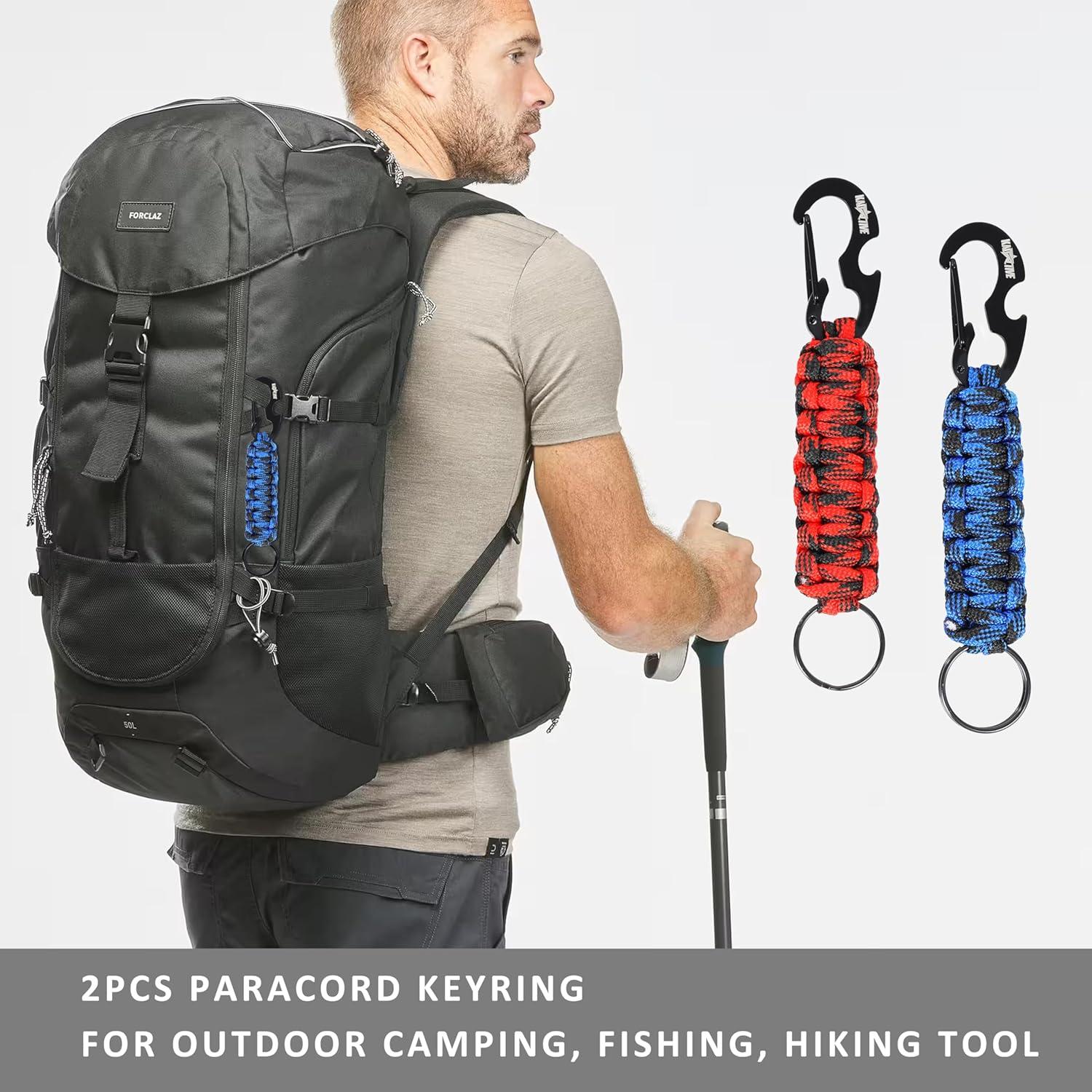 Llave de Paracord con Mosquetón - 2 Piezas para Camping