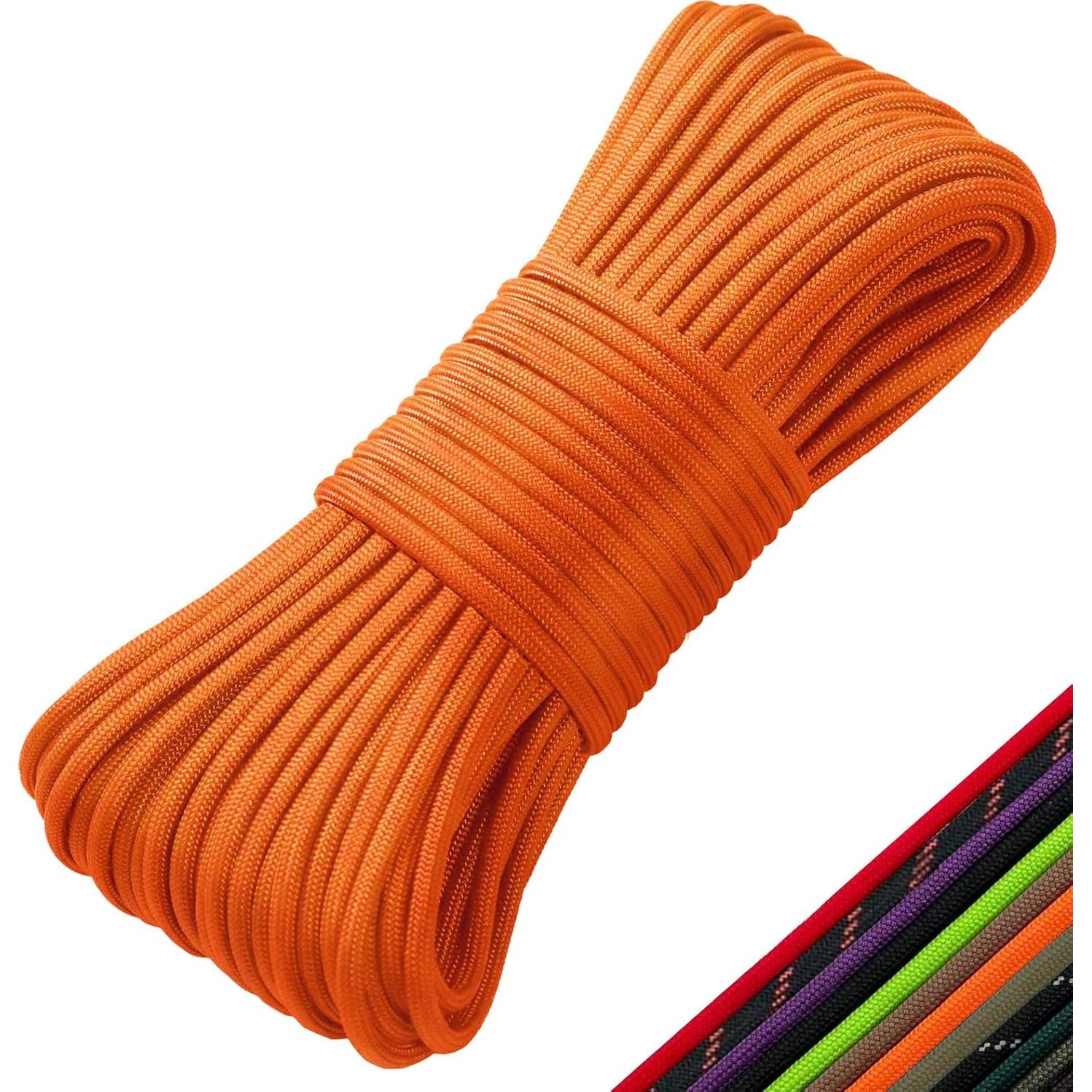 Paracord 550 Rope 100 Feet 5/32 Inch 7 Strand Type III Nylon Rope Parachute Cord for Survival Gear, Hiking, Camping, and Outdoor Use