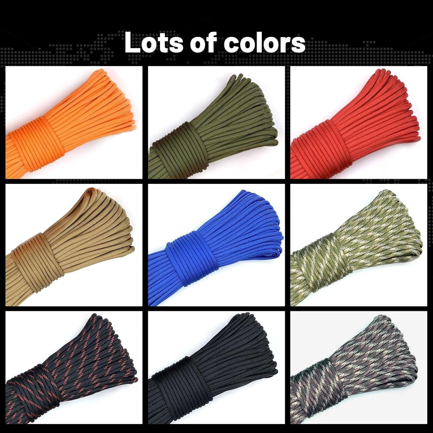 Paracord 550 Rope 100 Feet 5/32 Inch 7 Strand Type III Nylon Rope Parachute Cord for Survival Gear, Hiking, Camping, and Outdoor Use