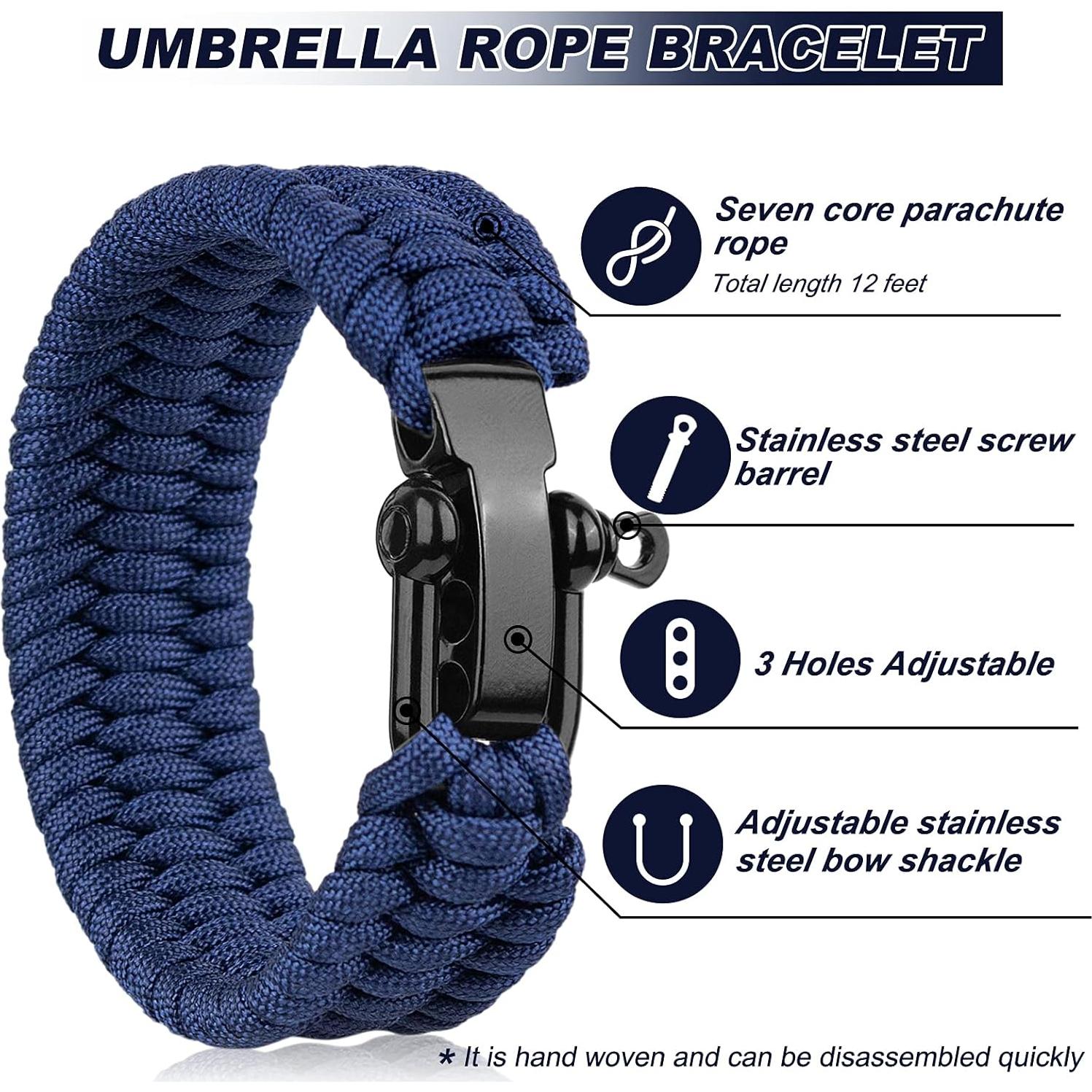 Pulsera de Supervivencia Oadnfa Paracord Ajustable Azul