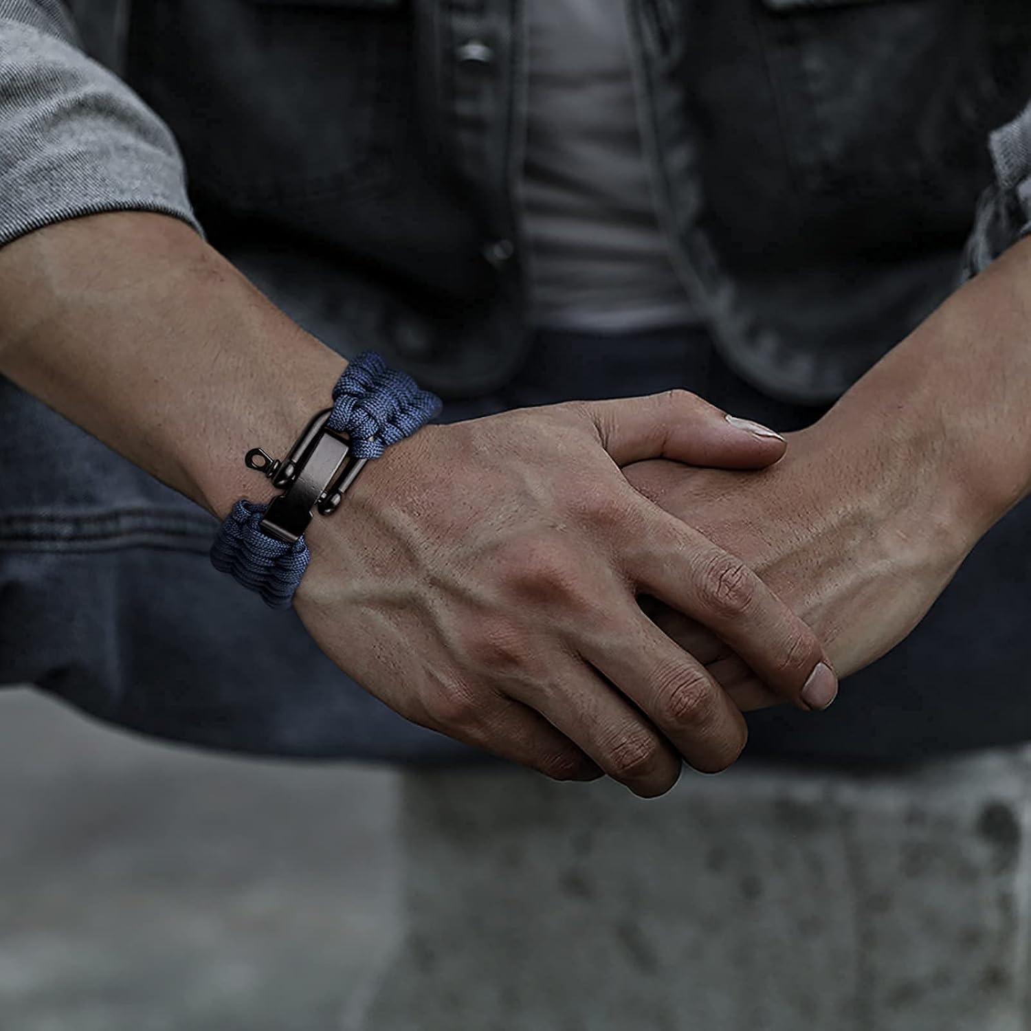 Pulsera de Supervivencia Oadnfa Paracord Ajustable Azul