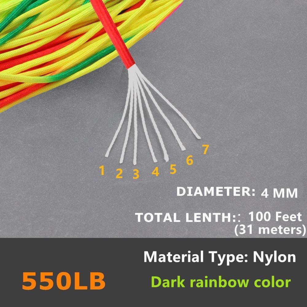 Cuerda Paracord GeGeDa Arcoíris 30.48m 7 Núcleos Nylon