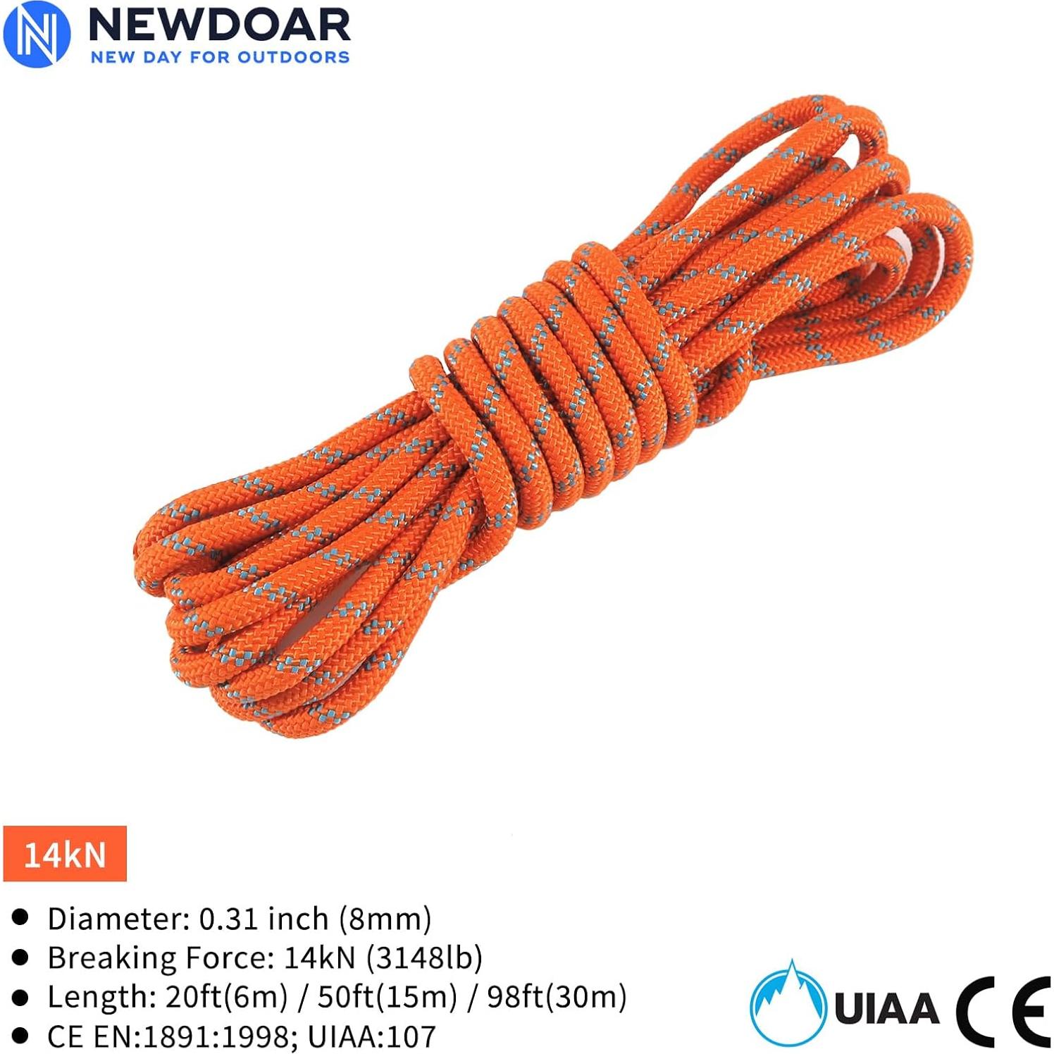 Cuerda de Escalada Estática NewDoar 8mm 6M Naranja