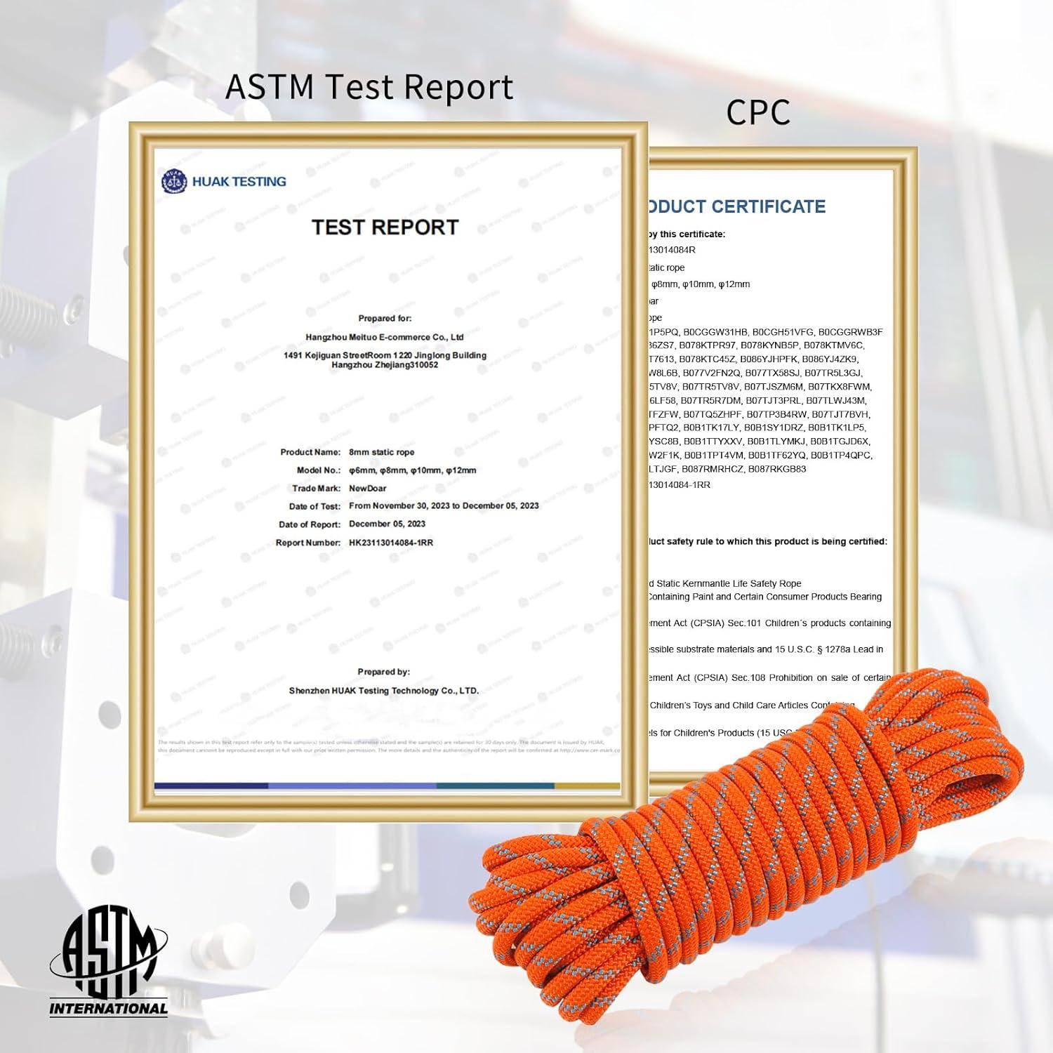 Cuerda de Escalada Estática NewDoar 8mm 6M Naranja