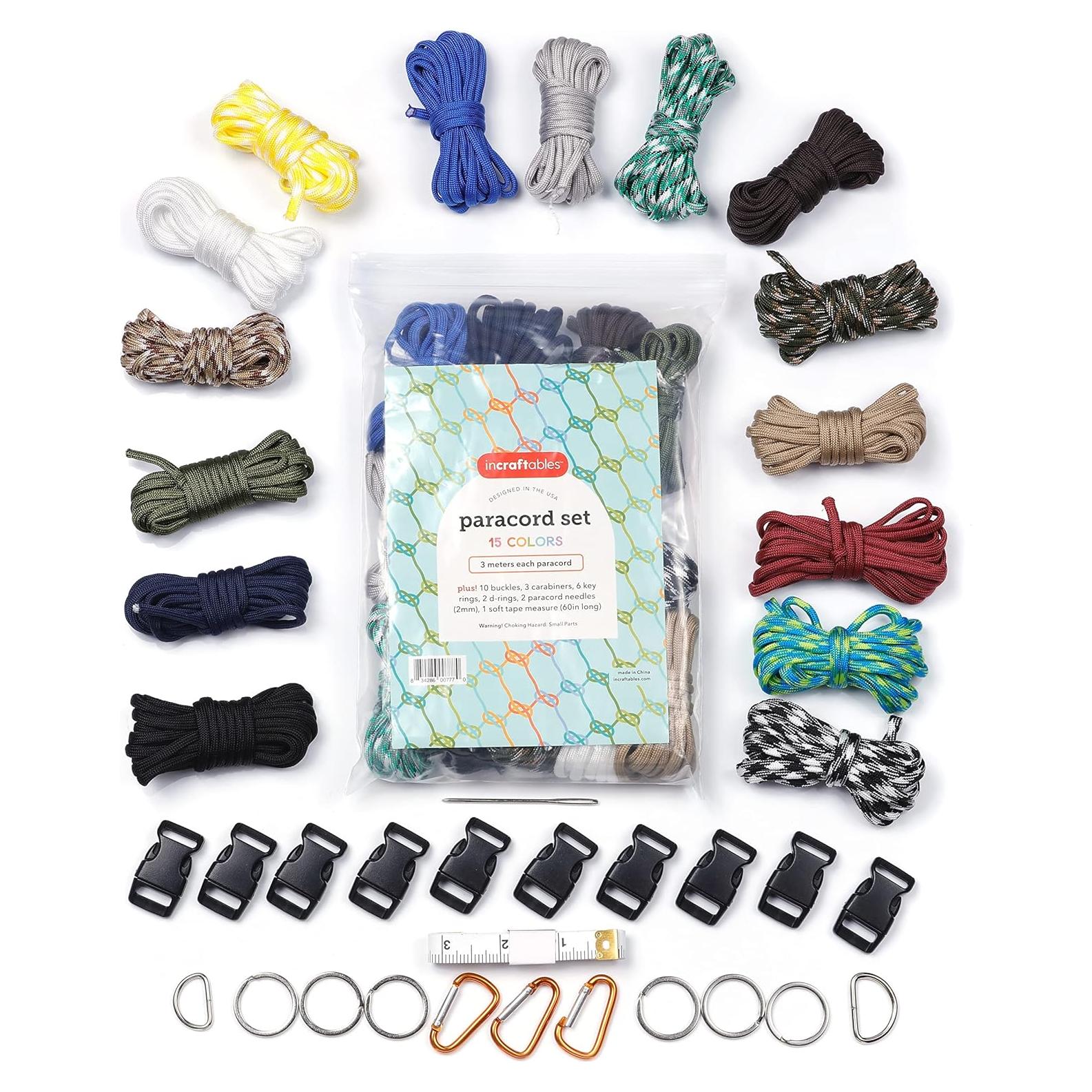 Kit de Paracord Incraftables 15 Colores 2mm para Manualidades