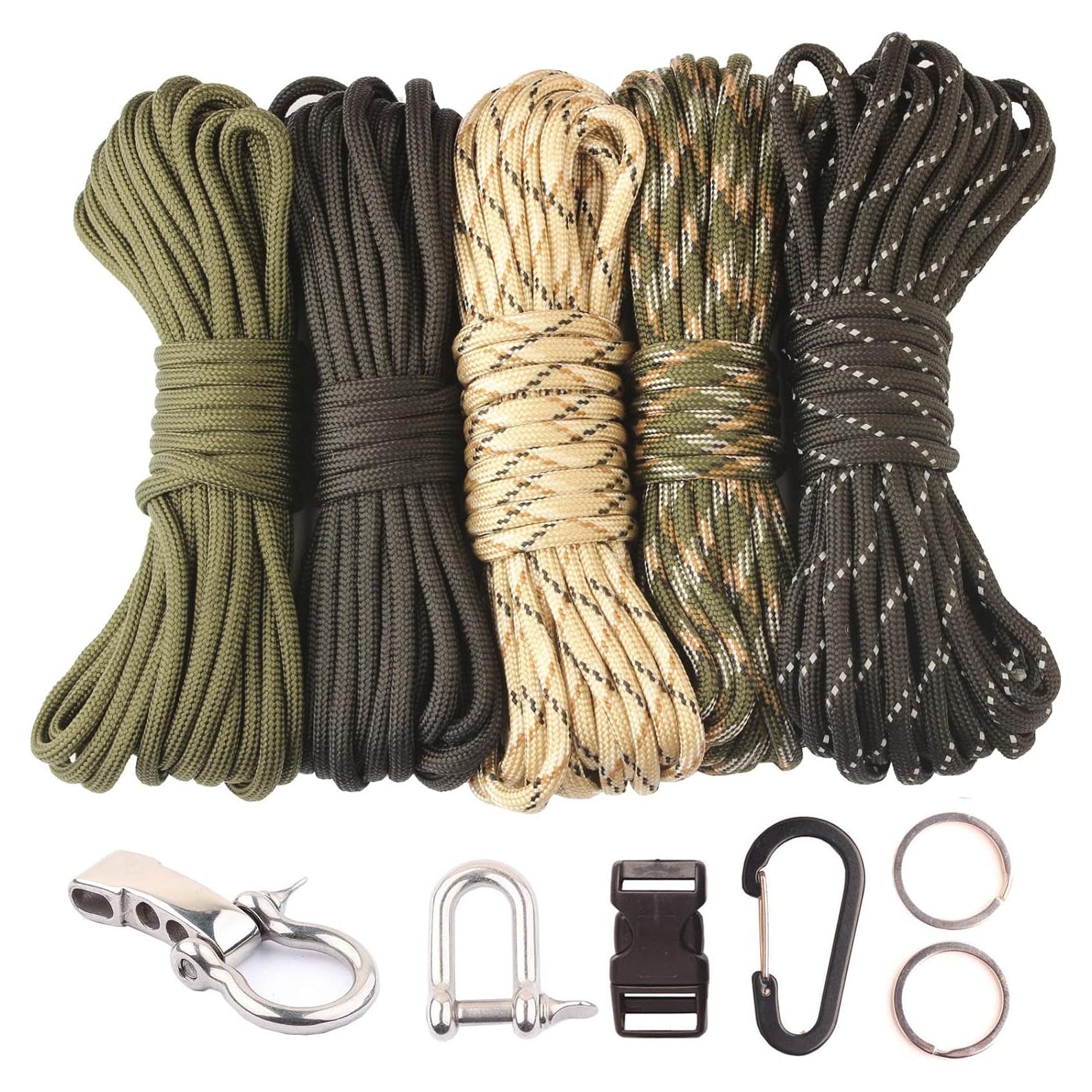 Kit Pulseras Paracord GeGeDa 30,48 m con Grillete Ajustable