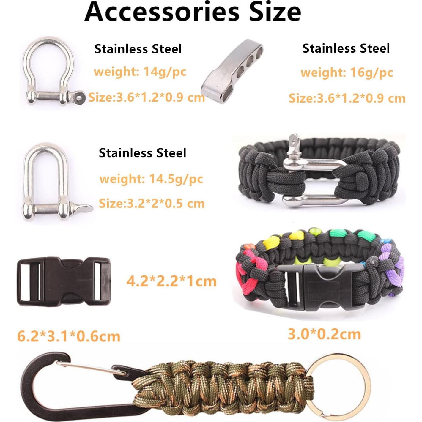 Kit Pulseras Paracord GeGeDa 30,48 m con Grillete Ajustable