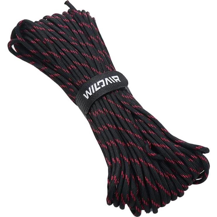 Cuerda Paracord WILDAIR 30m 750lb Nylon Negro Rojo