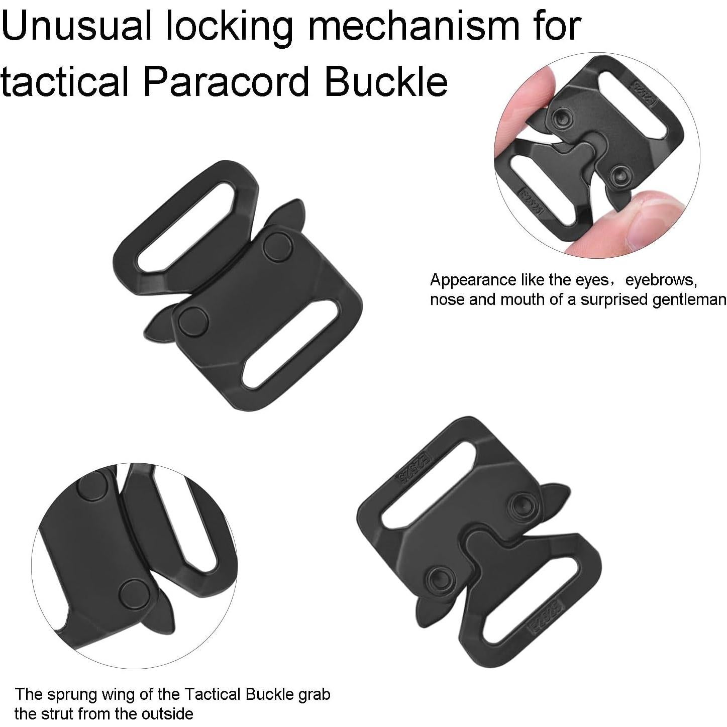 CooBigo Hebilla Paracord Metal 2 Pcs 1.59 cm Negro