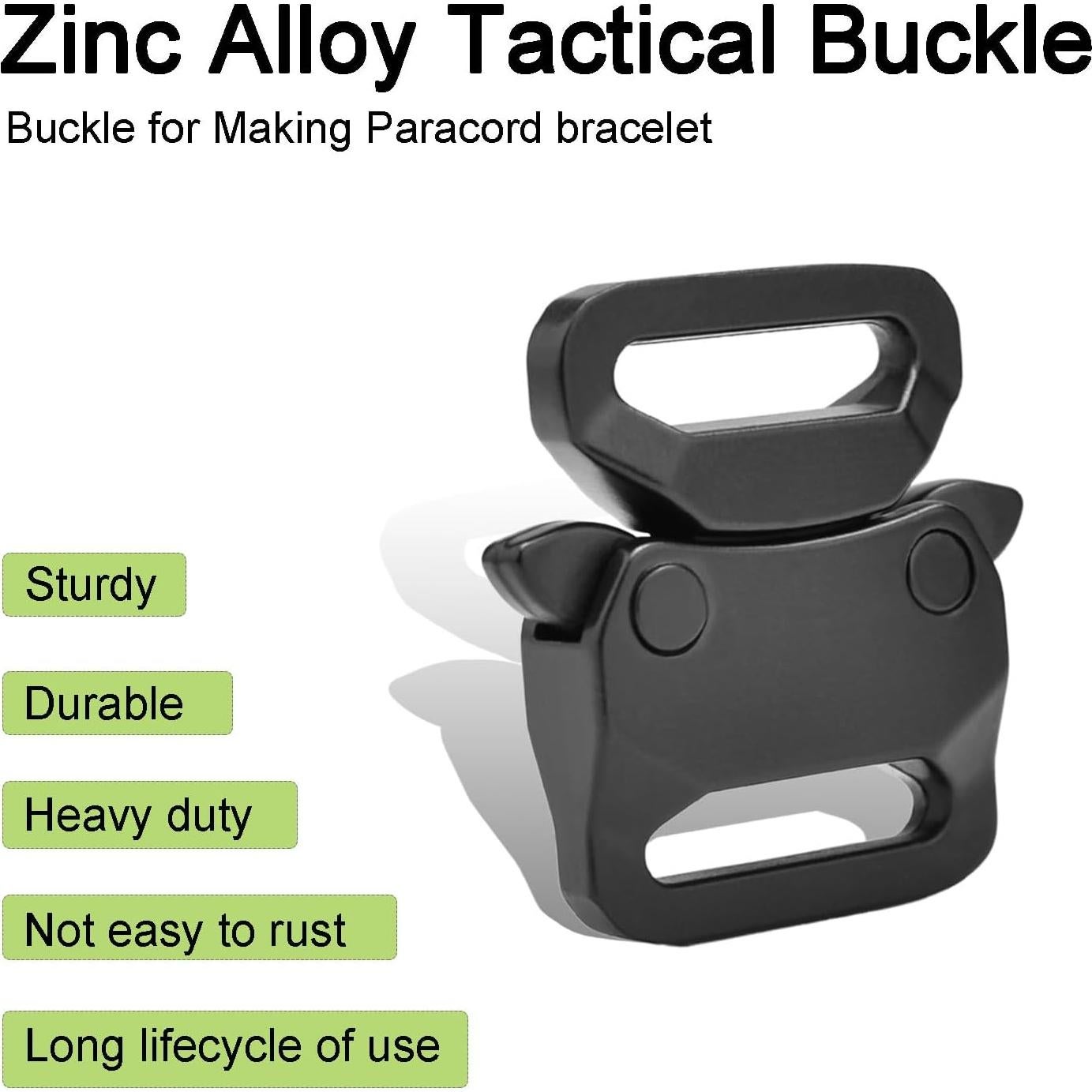 CooBigo Hebilla Paracord Metal 2 Pcs 1.59 cm Negro