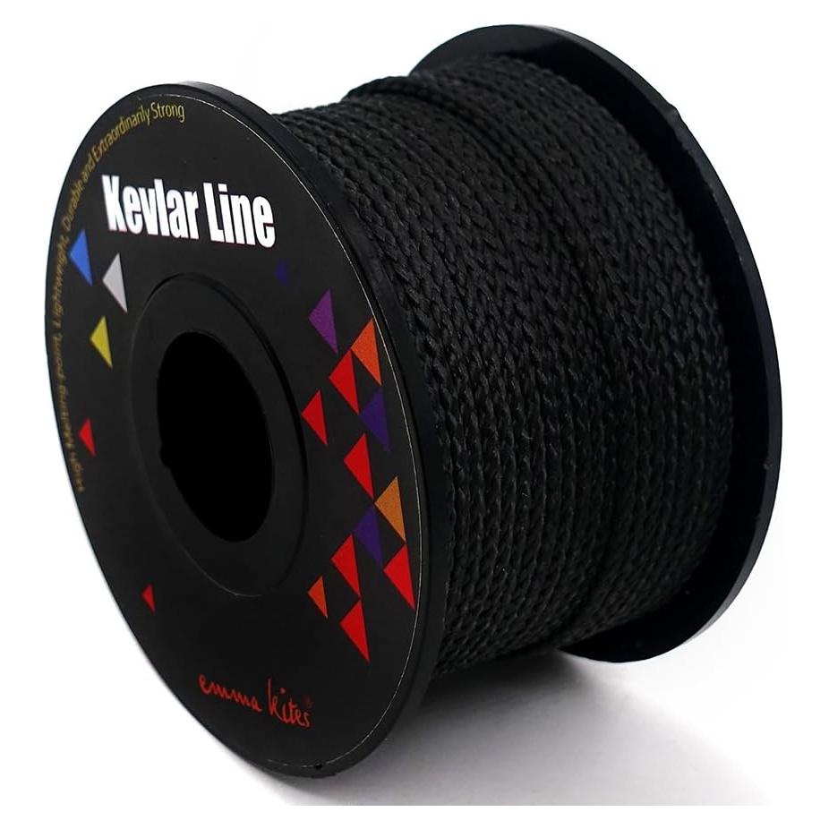 emma kites 100% Black Kevlar Braided Cord (0.4~4.6mm Dia, 50lb~1800lb) High Strength, Abrasion Flame Resistant, Tough Survival Tactical Cord Model Rocket Paracord Snare Line Fishing Assist Cord