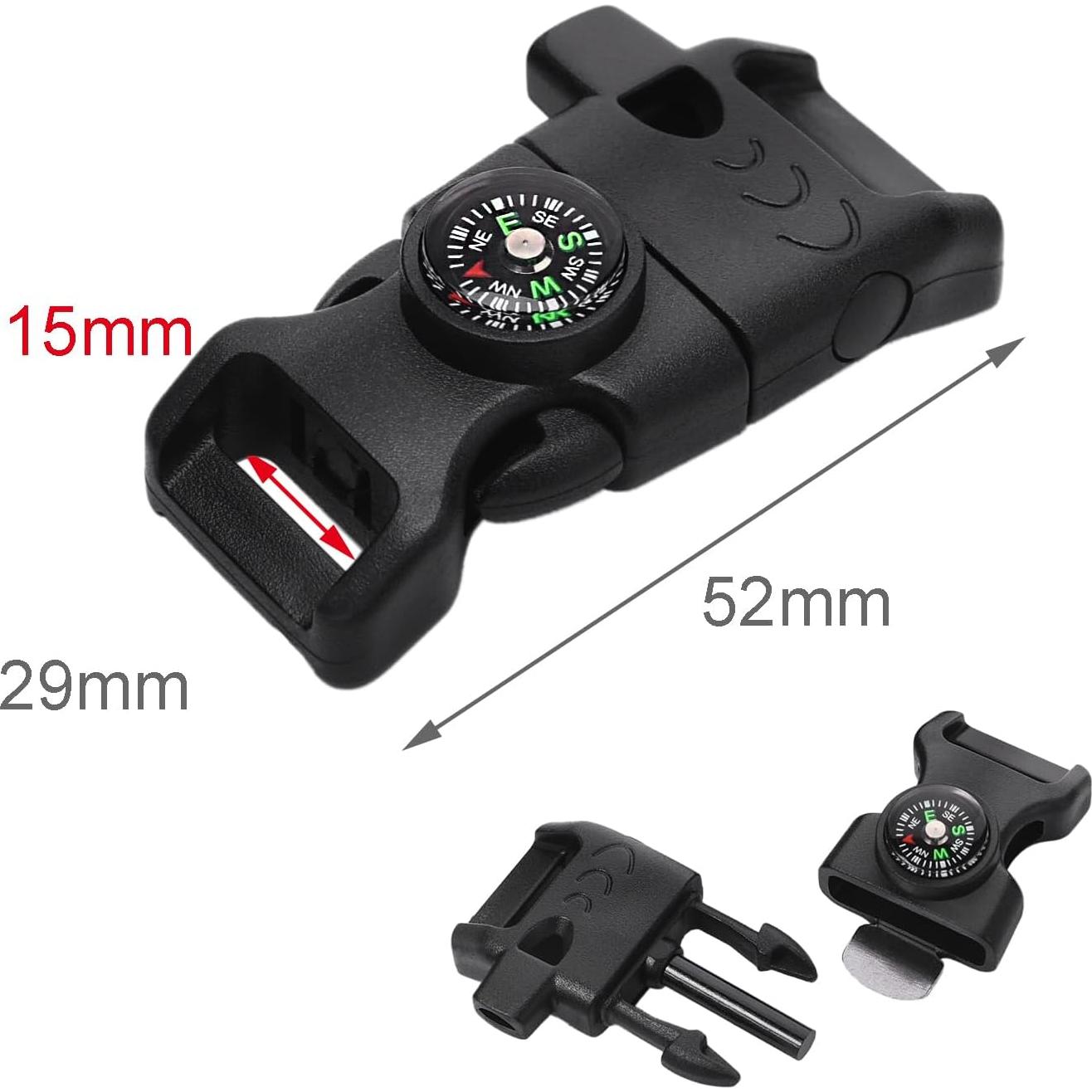 Hebillas de Compás CooBigo 25 Pcs 1,59 cm para Paracord