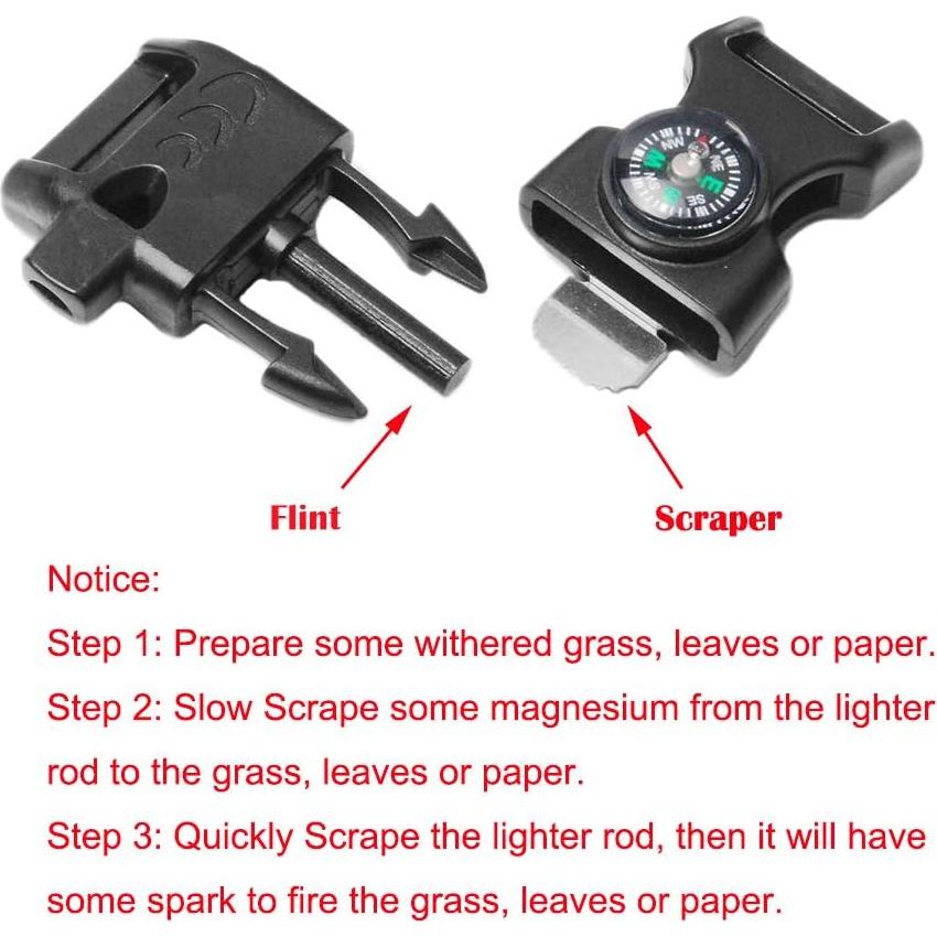 Hebillas de Compás CooBigo 25 Pcs 1,59 cm para Paracord