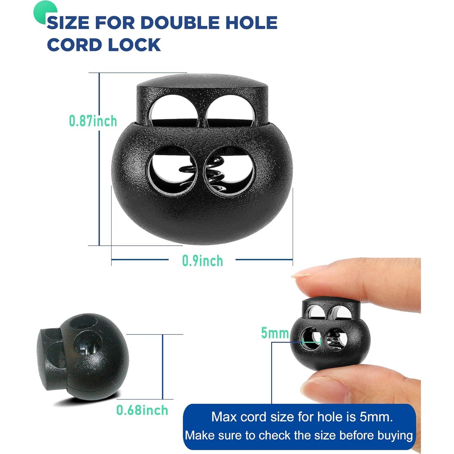 30 Bloqueos de Cuerda Ptinyiv Doble Orificio 11.94x9.91cm