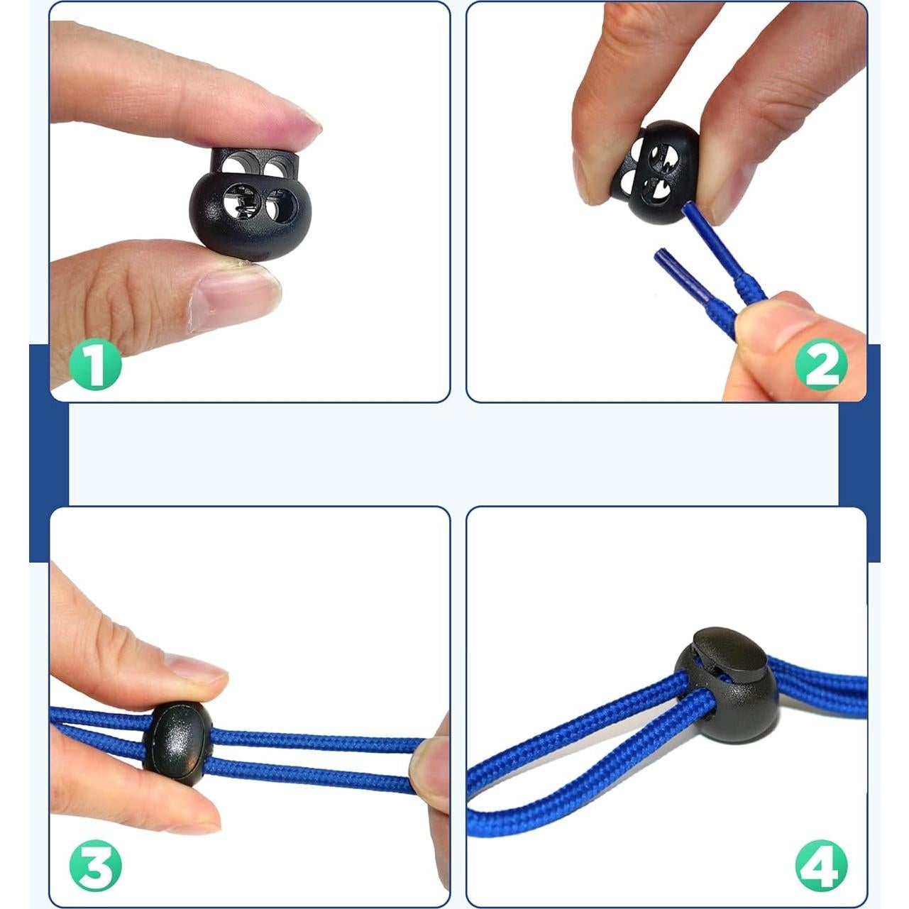30 Bloqueos de Cuerda Ptinyiv Doble Orificio 11.94x9.91cm