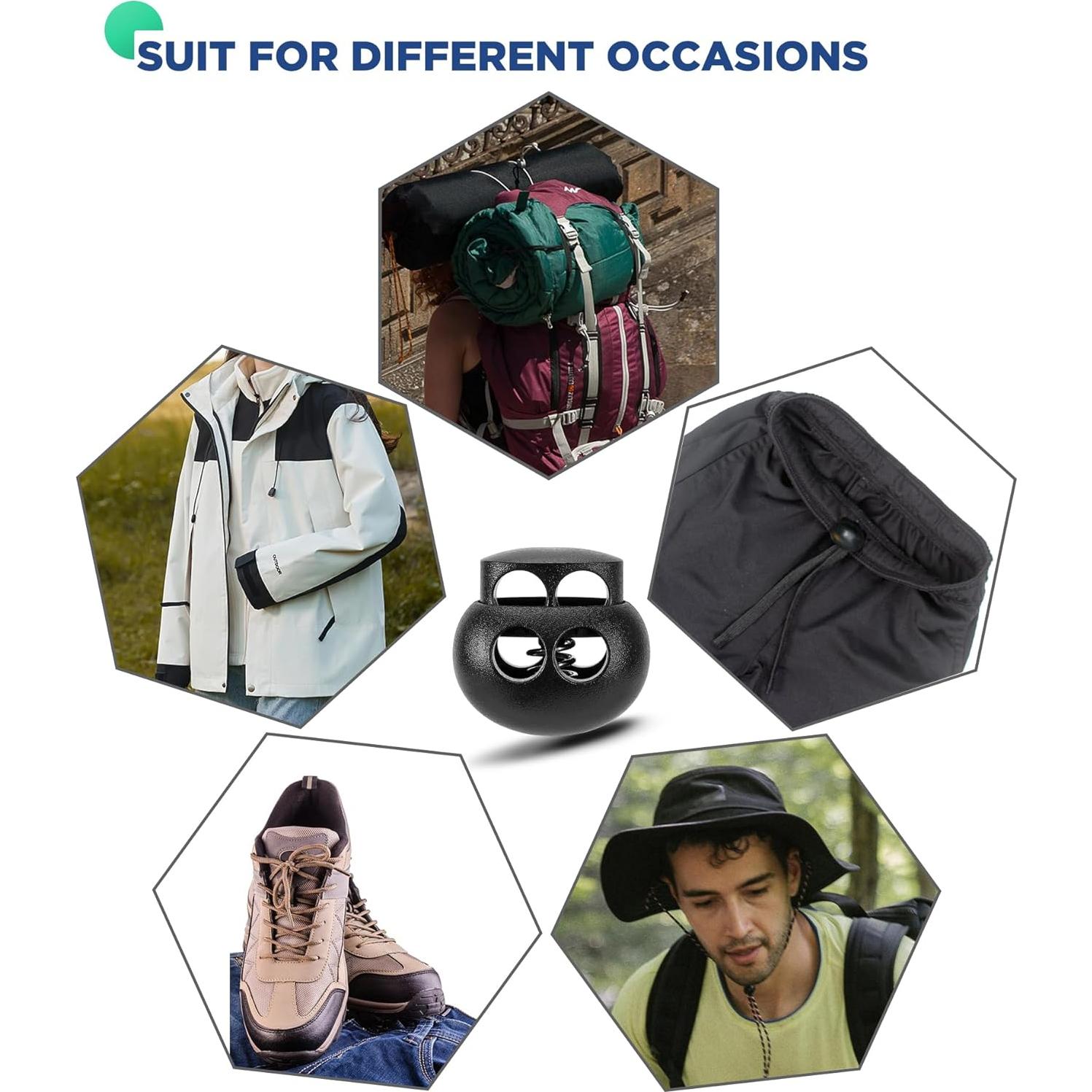 30 Bloqueos de Cuerda Ptinyiv Doble Orificio 11.94x9.91cm