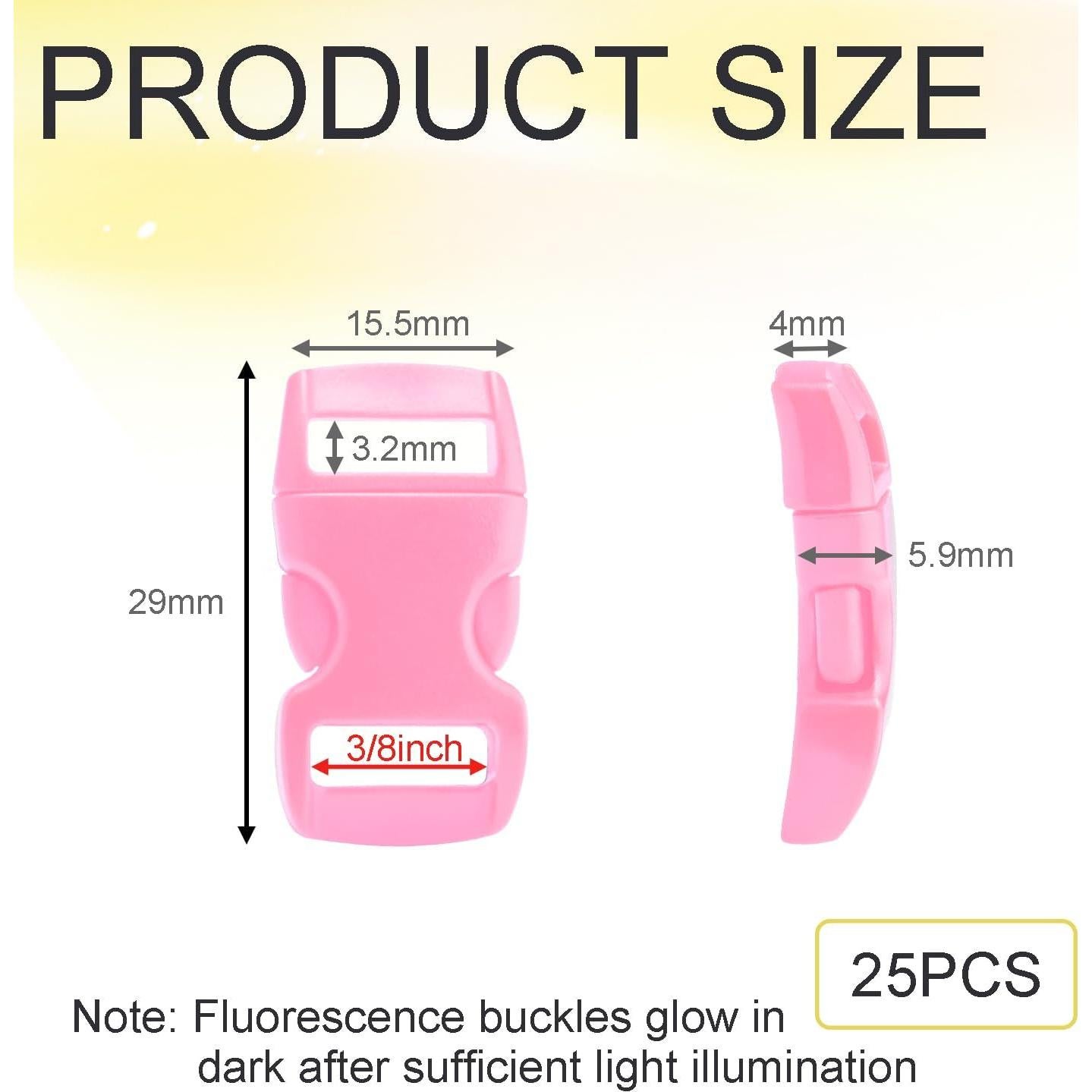 25 Hebillas de Paracord CooBigo Rosa Bebé 0.95 cm