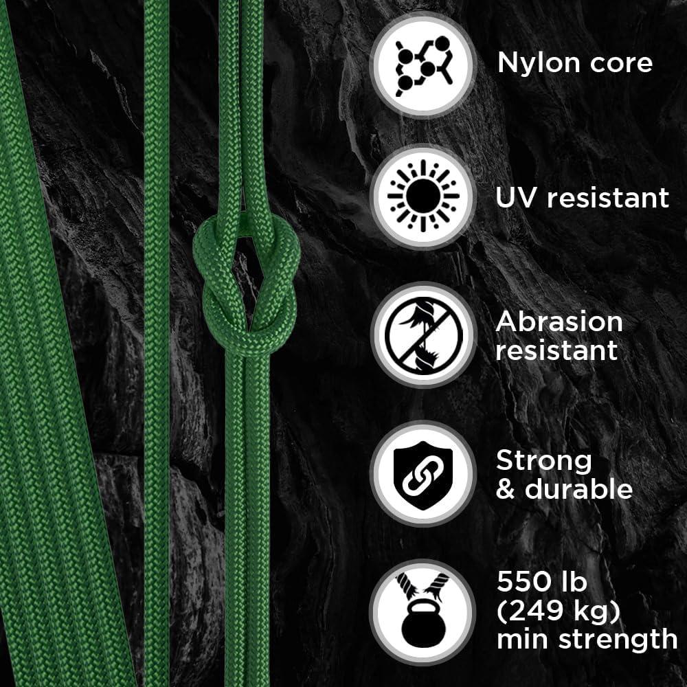 TECEUM 5/32" Paracord Rope 1000 – 1000ft / 200ft / 100ft / 50ft – Tactical Parachute Cord 4mm – 45+ Colors – Nylon String for Survival & Camping Gear – Stripe Cord for Survival – Utility Rope
