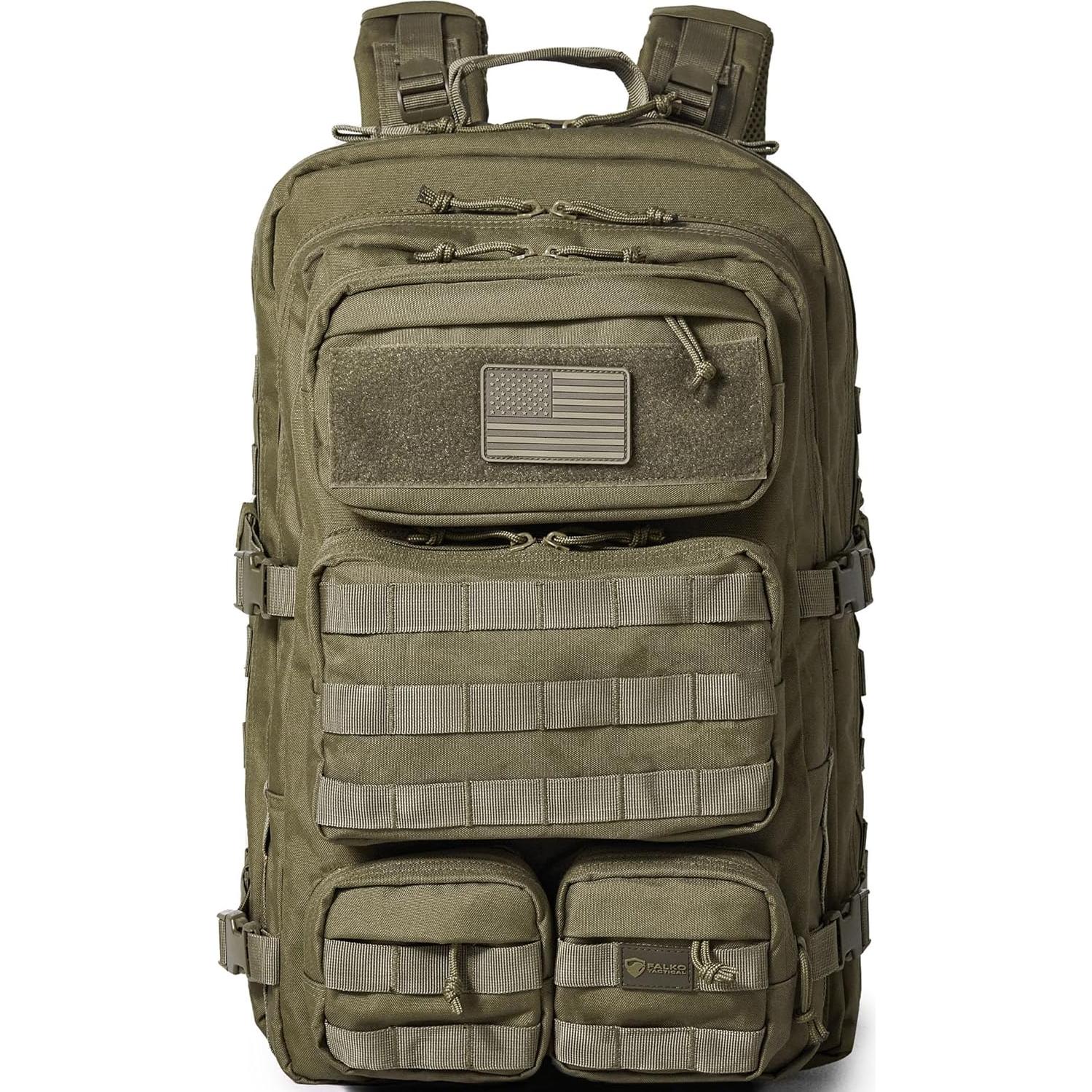 Mochila Táctica Falko 50L Verde Ranger, Resistente y Cómoda