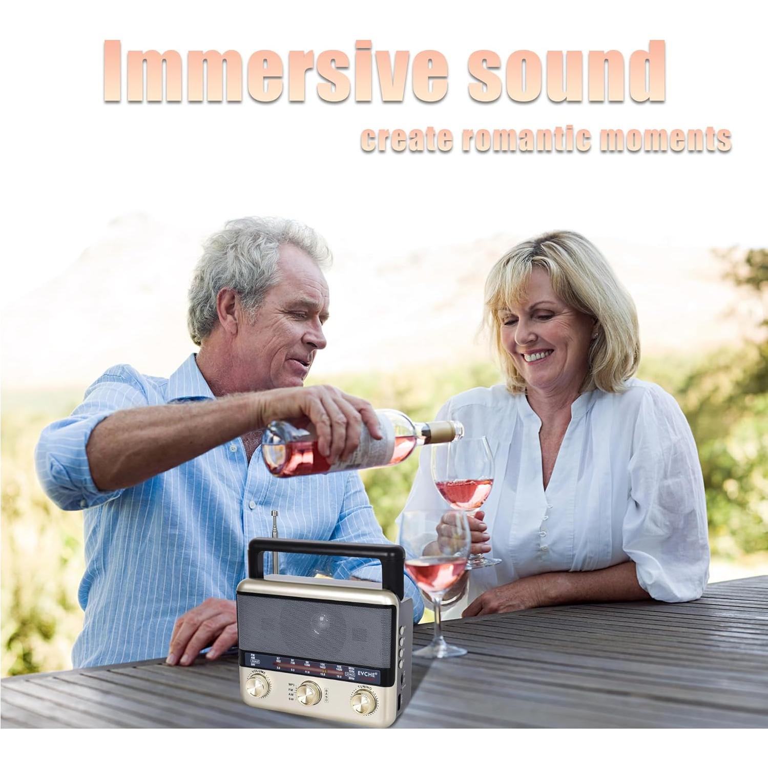 Radio Portátil T.TAOMI Retro1 AM FM SW Bluetooth Solar