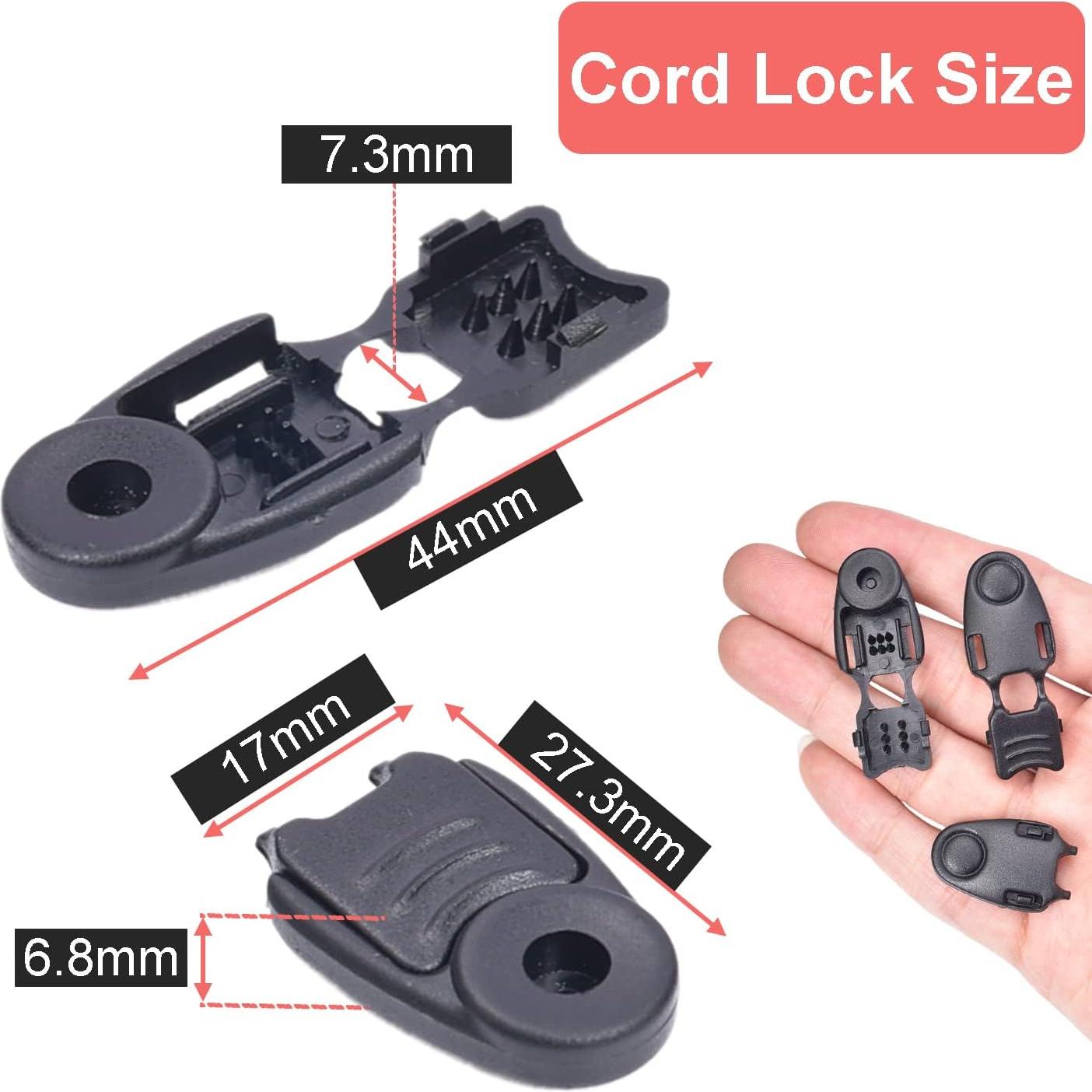 Cierre de cordón CooBigo 50 unidades plástico negro