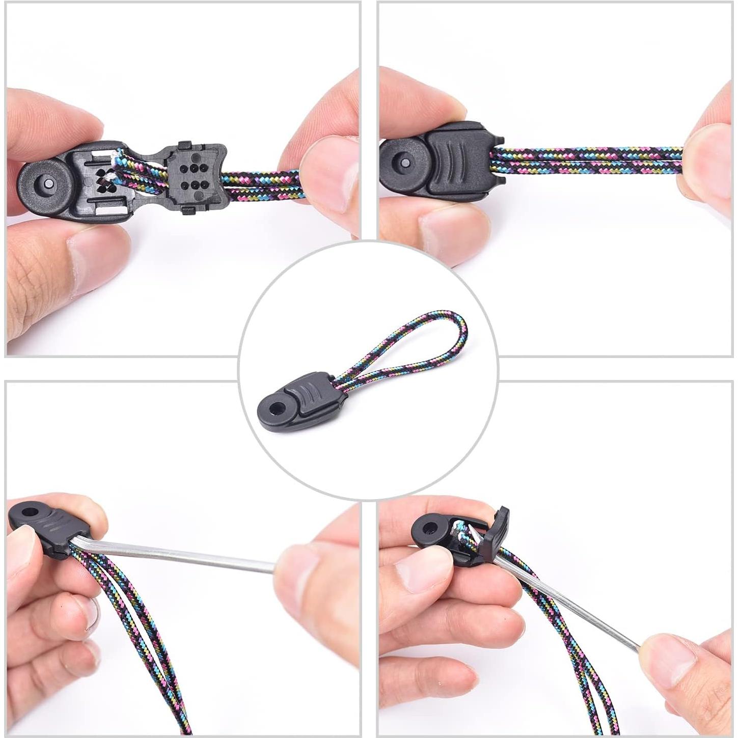 Cierre de cordón CooBigo 50 unidades plástico negro