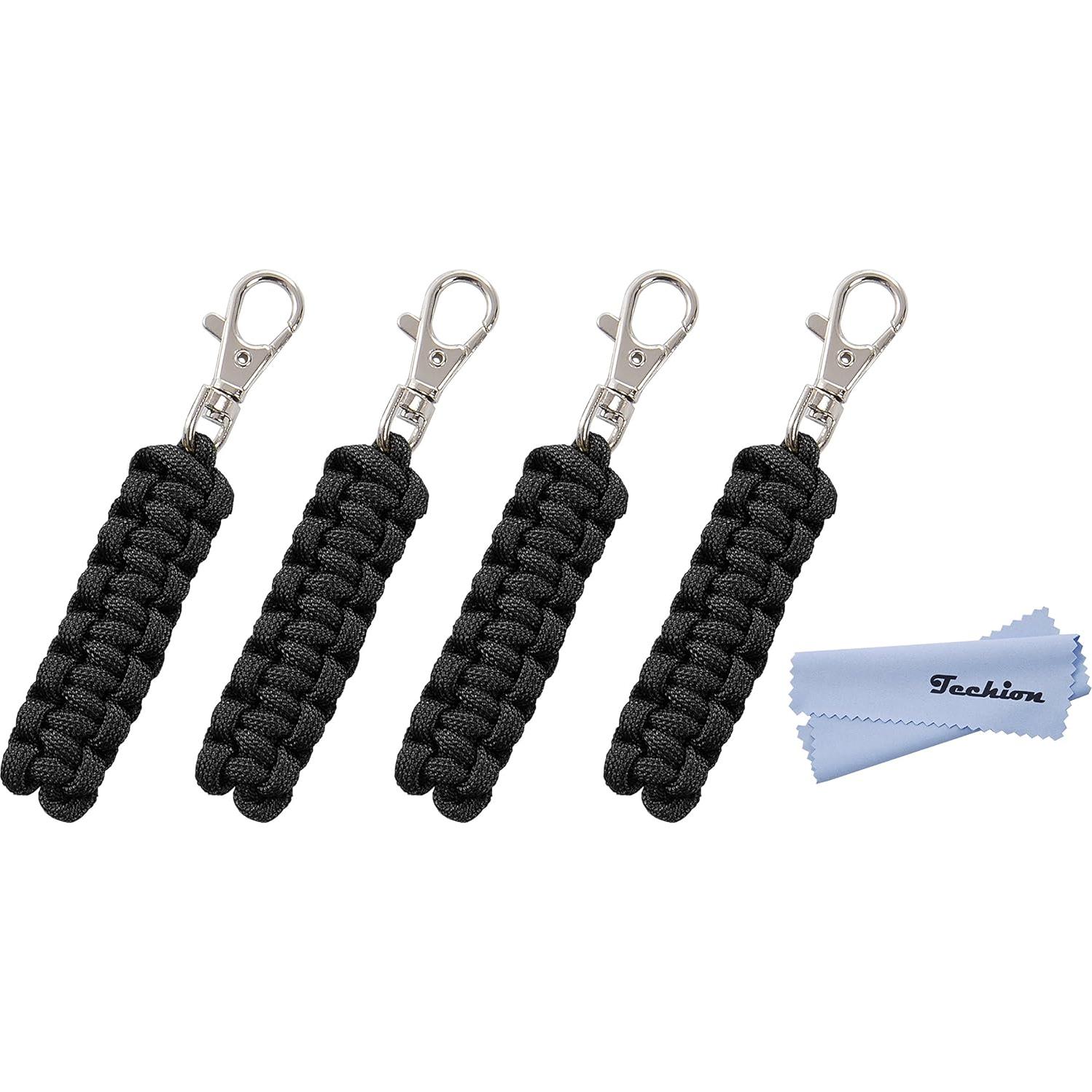 Paquete de 4 tiradores de cremallera Techion paracord