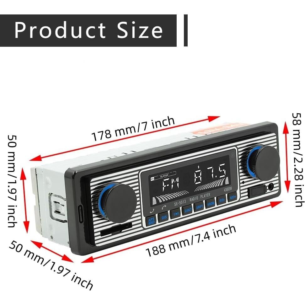 Radio de Coche Nideocion Single Din Bluetooth FM USB SD