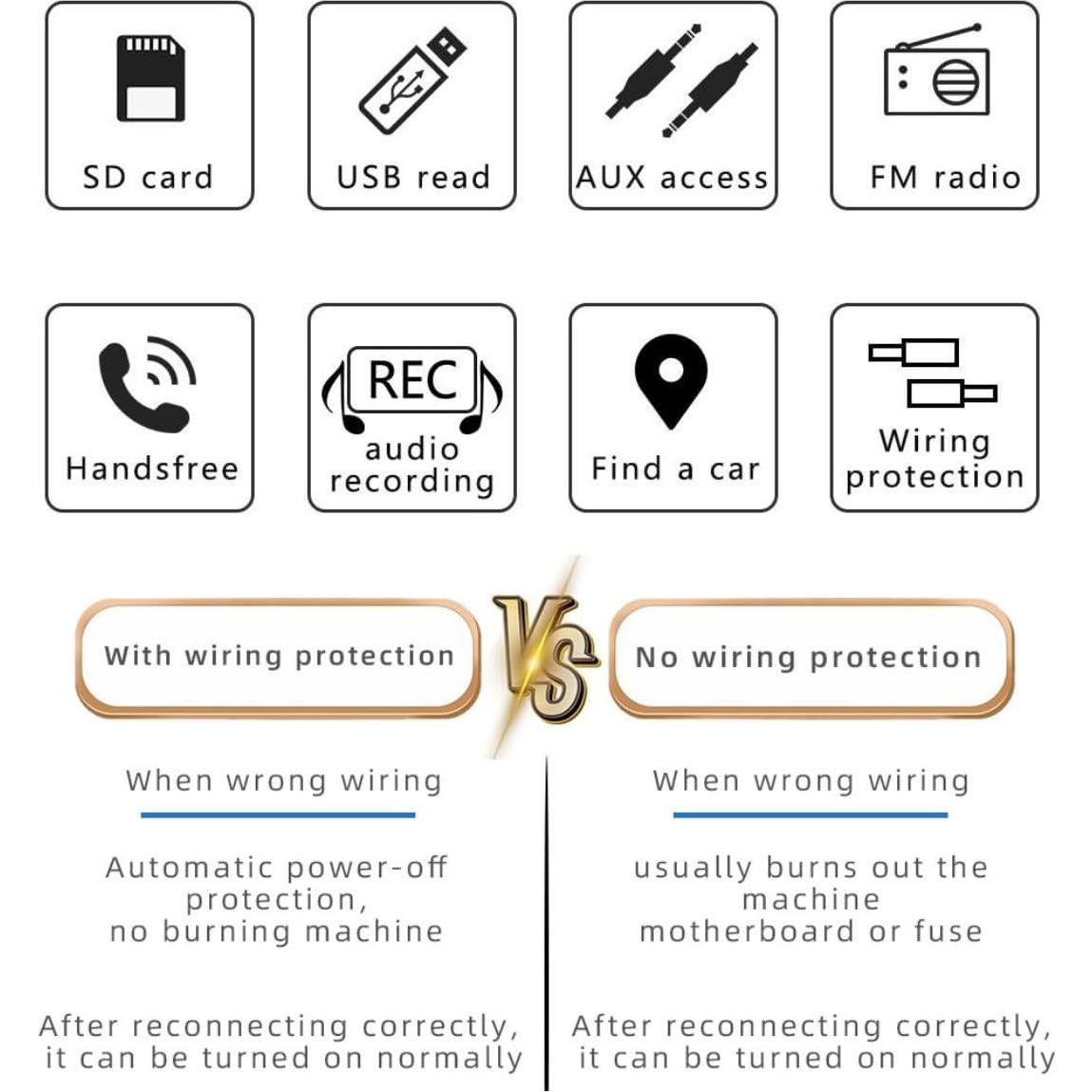 Radio de Coche Nideocion Single Din Bluetooth FM USB SD