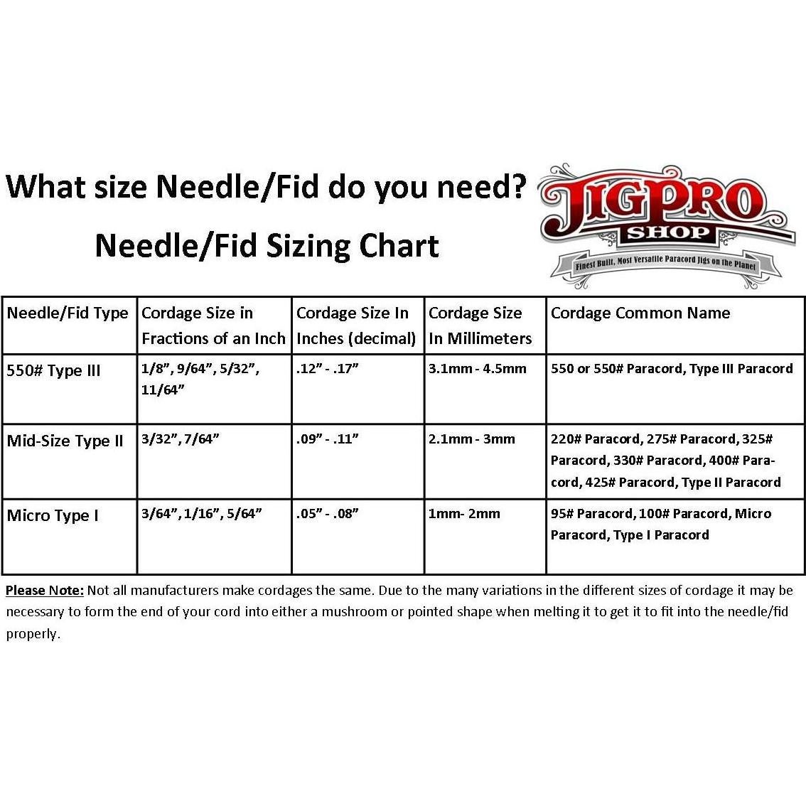 Agujas de Costura Paracord Jig Pro Shop 550FID Acero Inoxidable