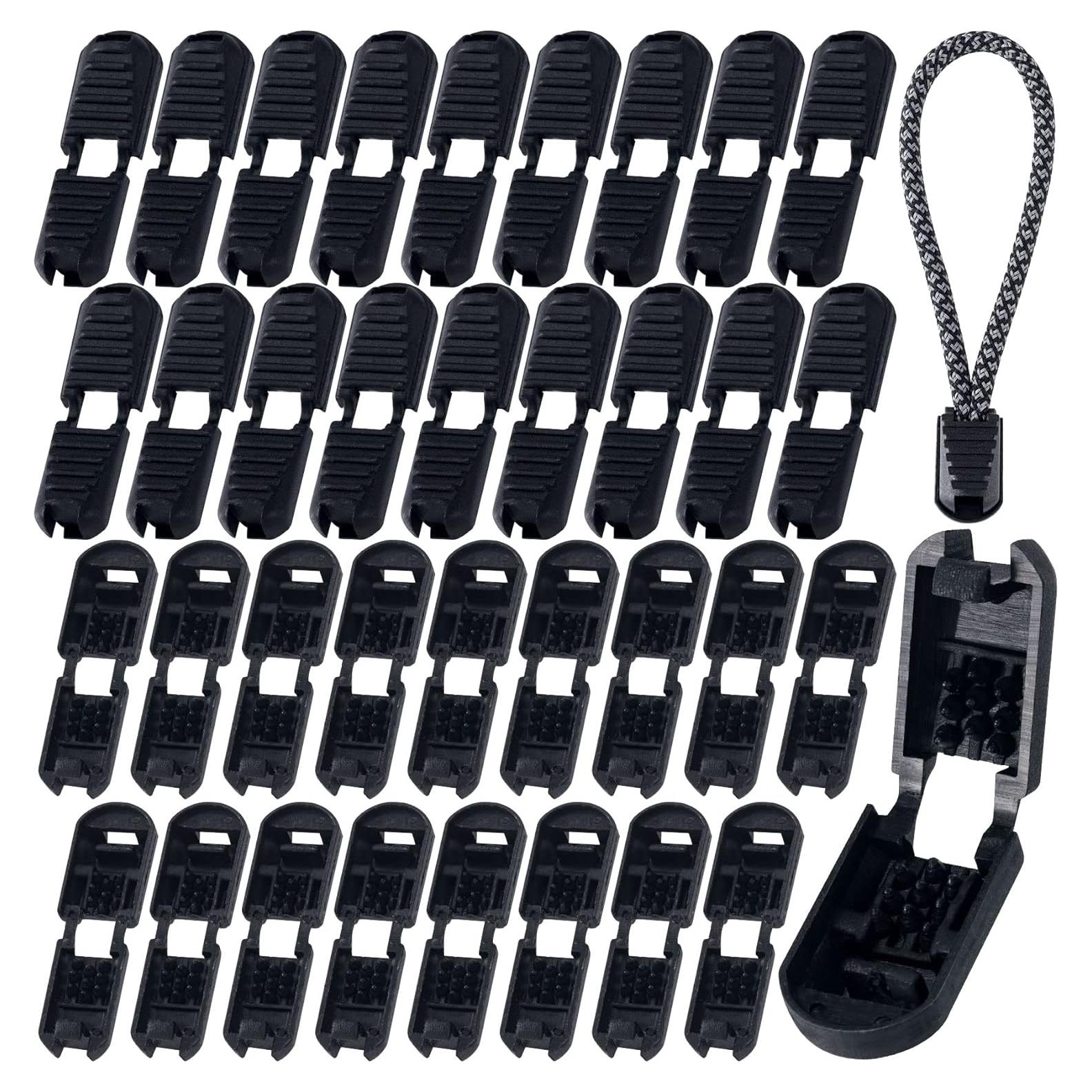 Cierres de Cordón HINZIC 35 Piezas 18 Dientes Negro