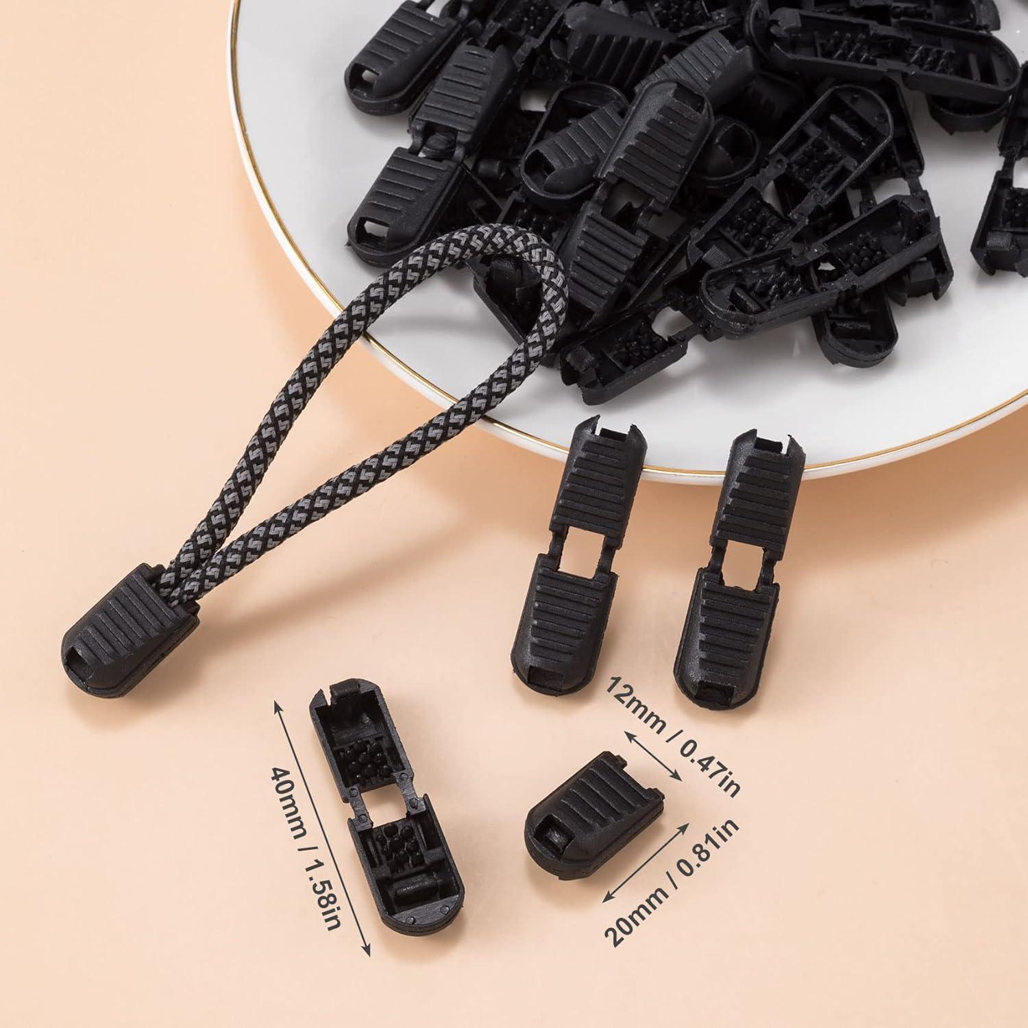 Cierres de Cordón HINZIC 35 Piezas 18 Dientes Negro