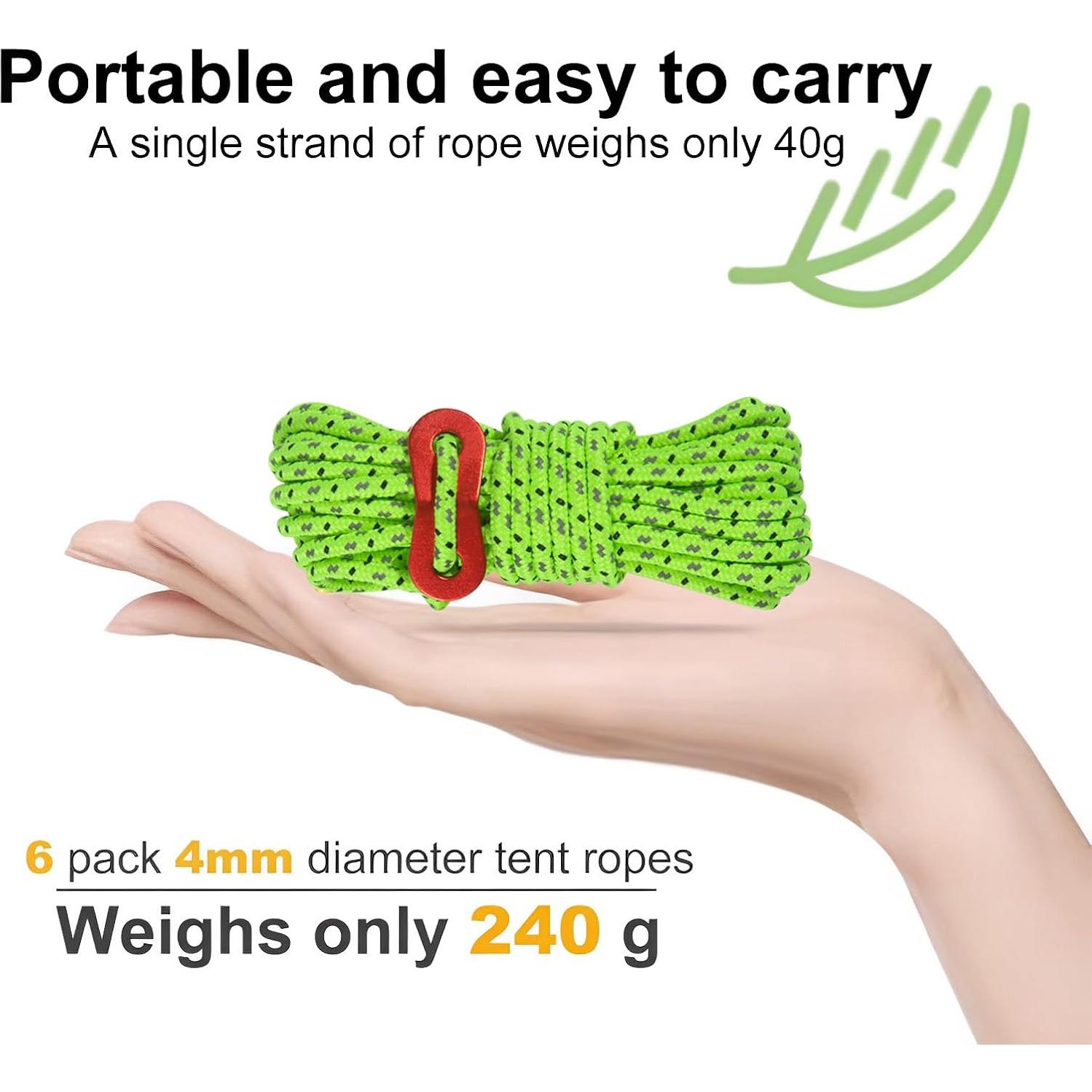 Cuerdas de Tienda Smithok 6 Pack 5m Reflectantes Verde
