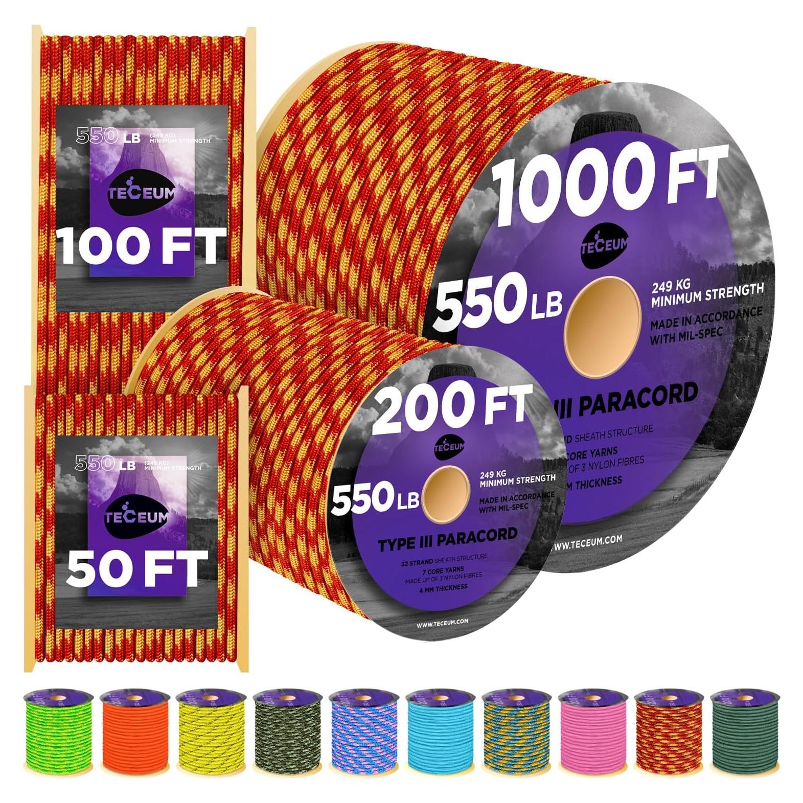 Cuerda Paracord 550 TECEUM Llama de Fuego 30,5 m 4mm