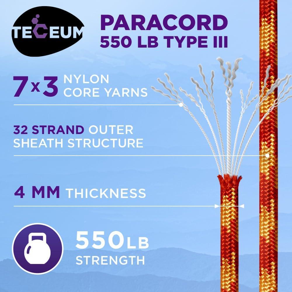 Cuerda Paracord 550 TECEUM Llama de Fuego 30,5 m 4mm