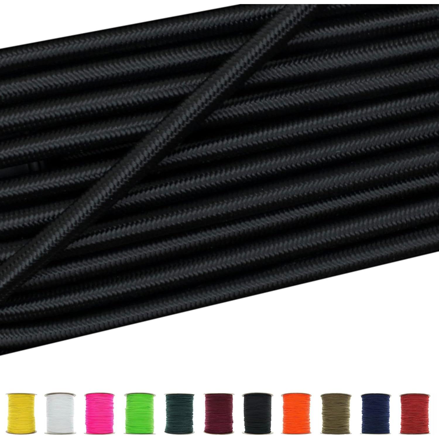 Cuerda elástica Paracord Planet 30,48 m Nylon Negro