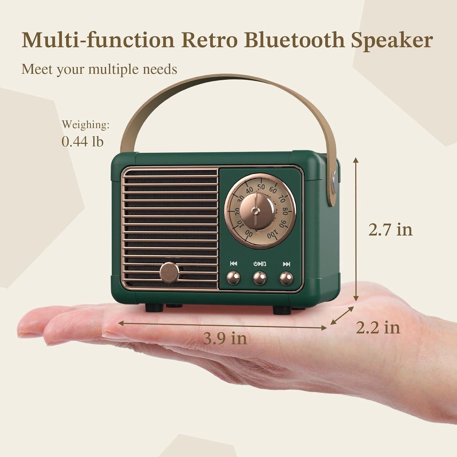 Altavoz Bluetooth PRUNUS J-999 Retro Verde Mini Inalámbrico