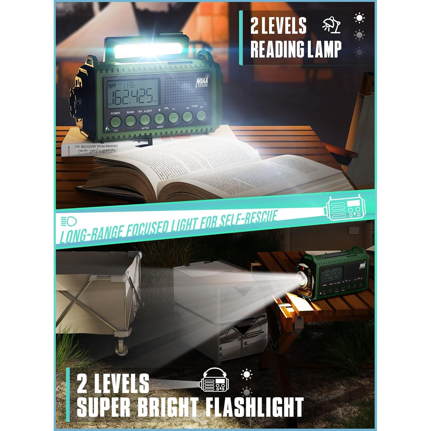 Radio de Emergencia ROCAM 12000mAh AM/FM NOAA Linterna