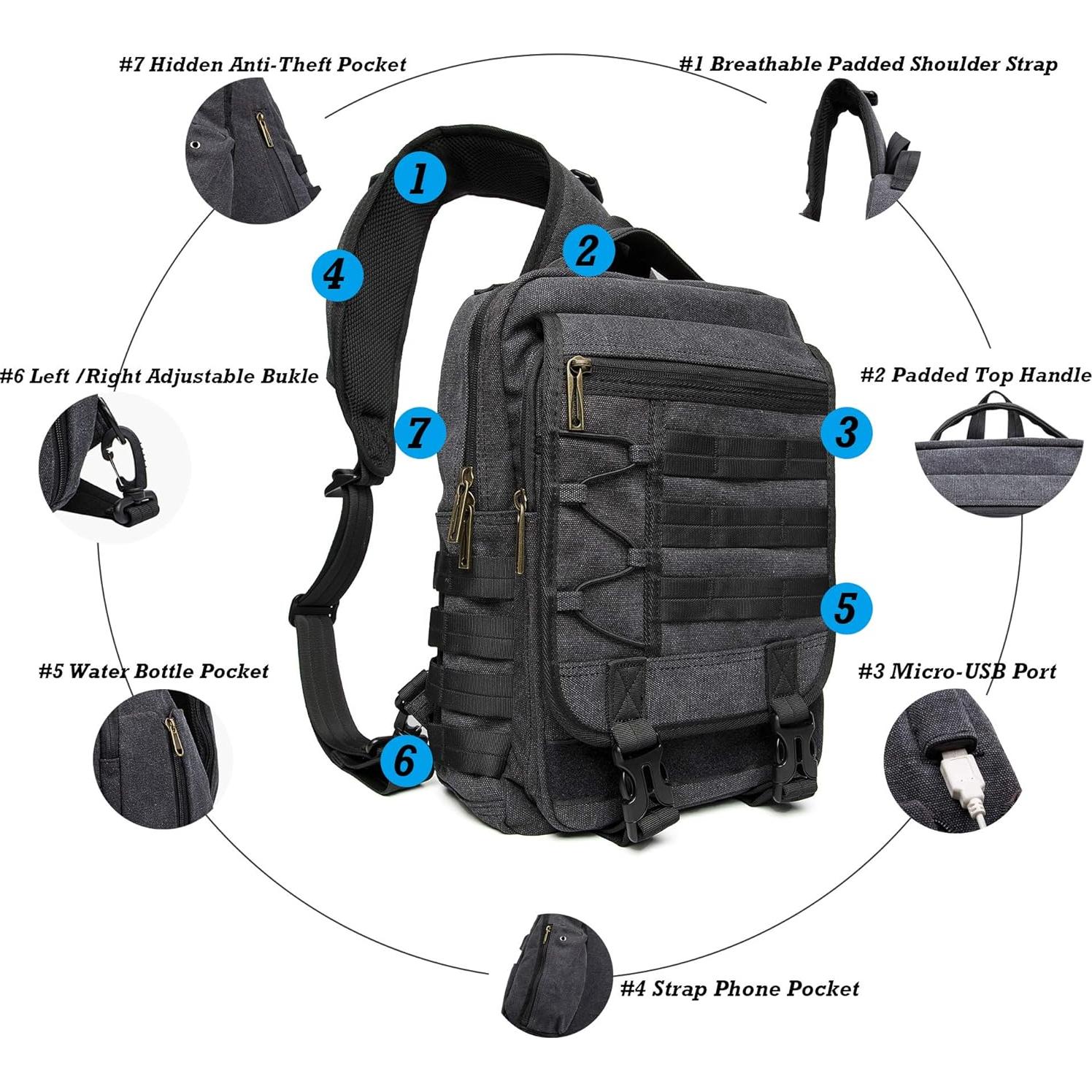 Mochila Bandolera NICGID 13.3'' Negra Resistente al Agua