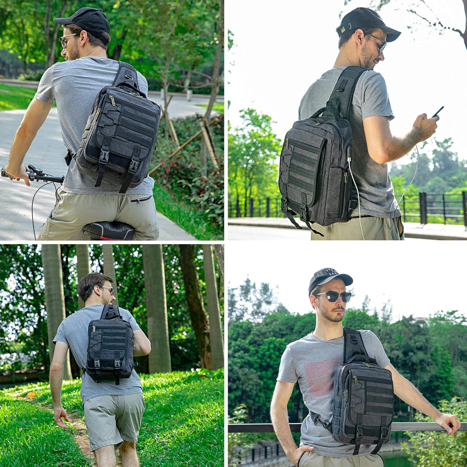 Mochila Bandolera NICGID 13.3'' Negra Resistente al Agua