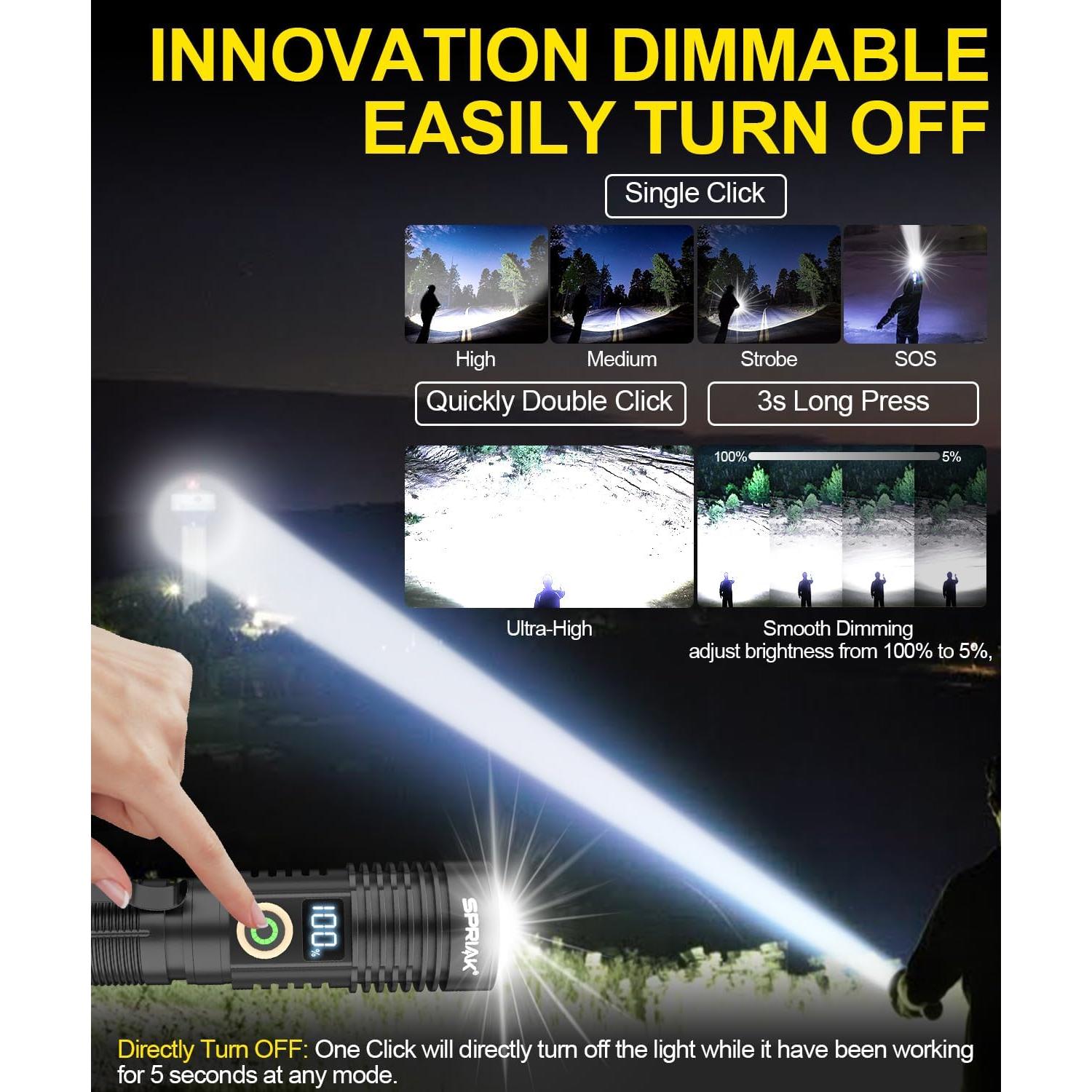 Linterna Recargable Spriak K2301 12000LM Impermeable