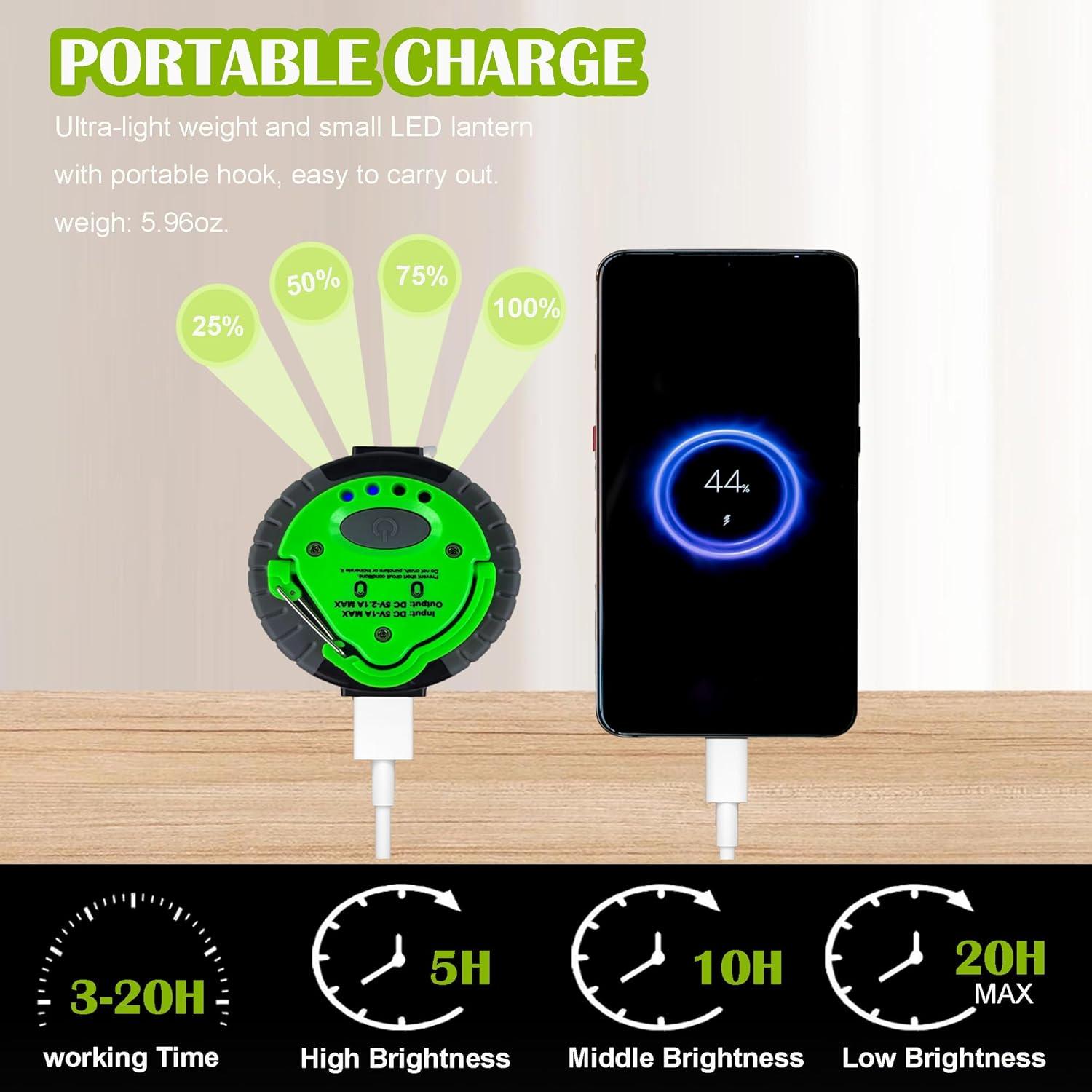 Linterna LED Solite para Camping 2 Paquete Recargable Verde