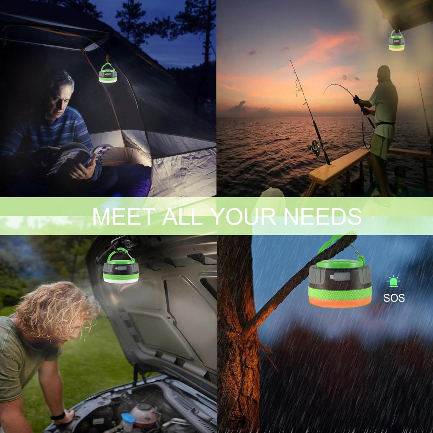 Linterna LED Solite para Camping 2 Paquete Recargable Verde