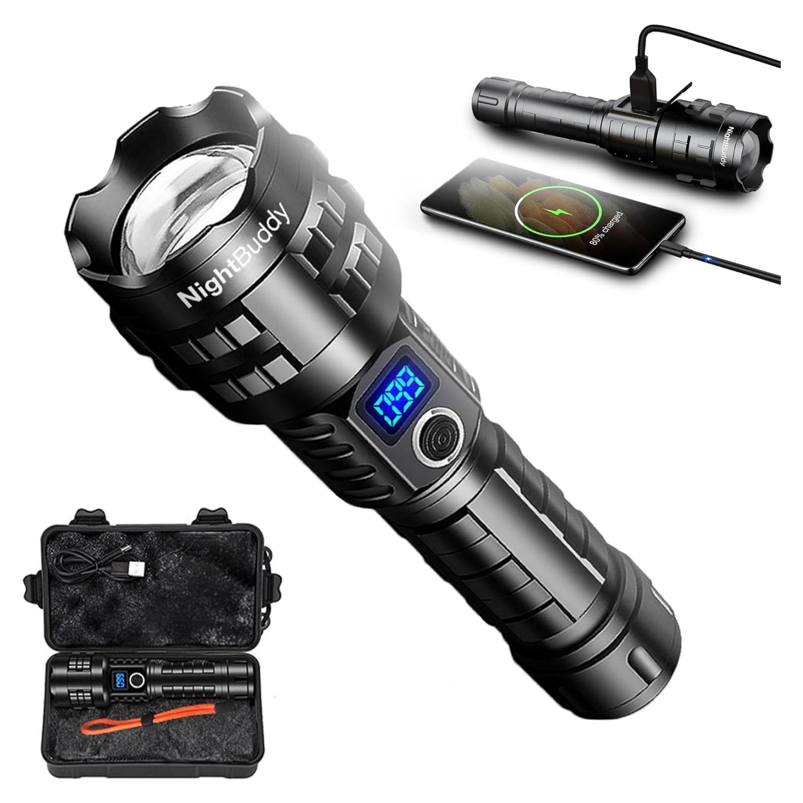 Linterna táctica LED NightBuddy 5000 lúmenes recargable IPX7