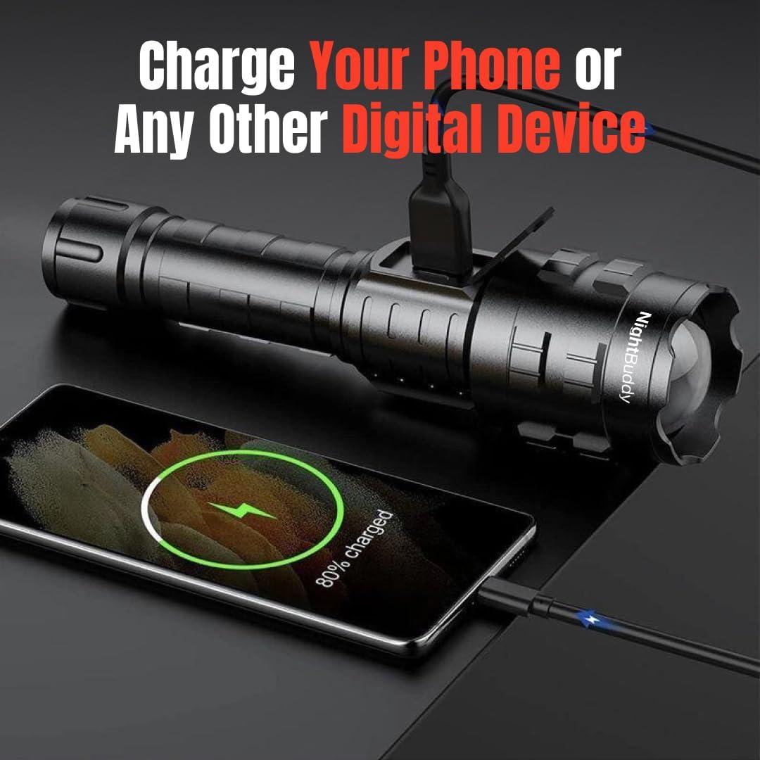 Linterna táctica LED NightBuddy 5000 lúmenes recargable IPX7