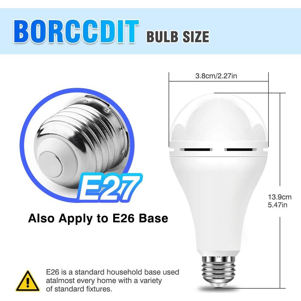 Bombilla de Emergencia BoRccdit 12W LED 6500K Recargable