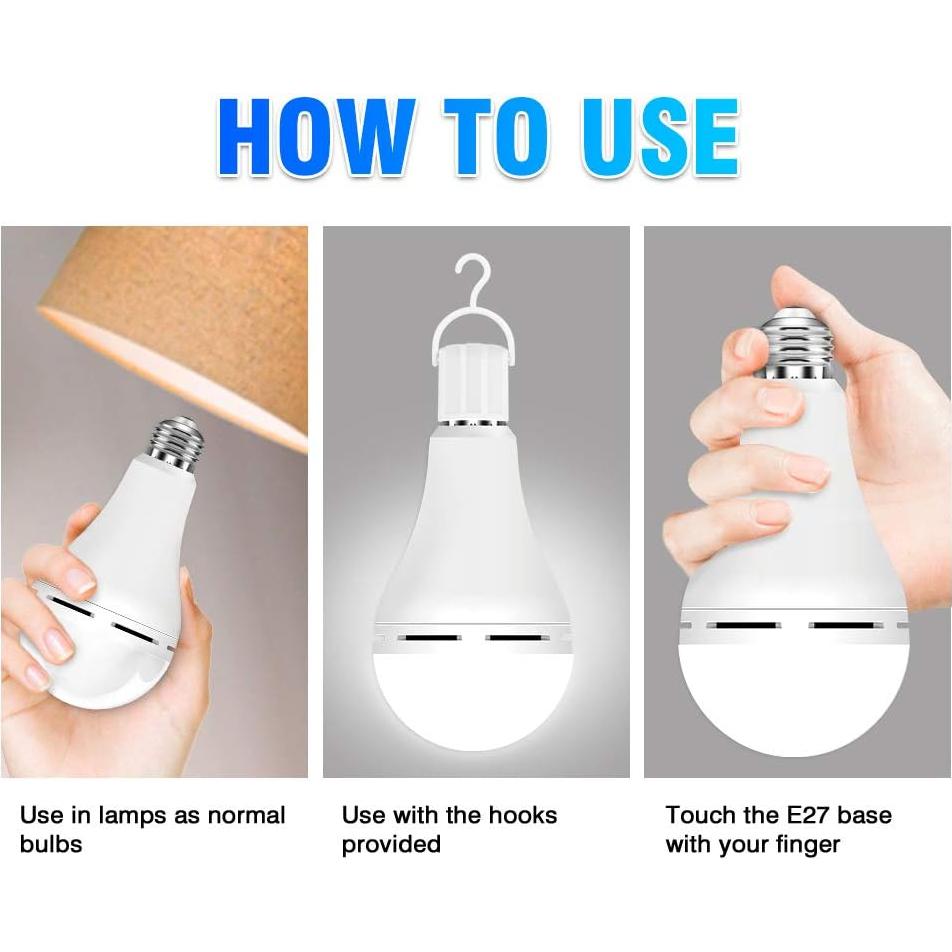 Bombilla de Emergencia BoRccdit 12W LED 6500K Recargable